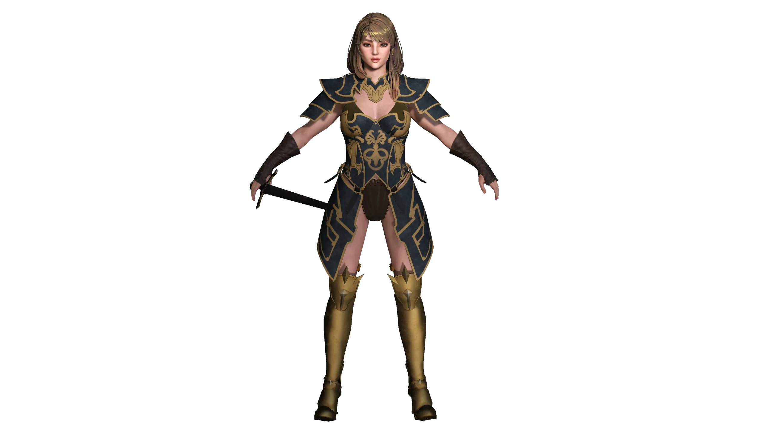 AAA 3D FANTASY FEMALE WARIOR KNIGHT-REALISTIC RIG GAME CHARACTER