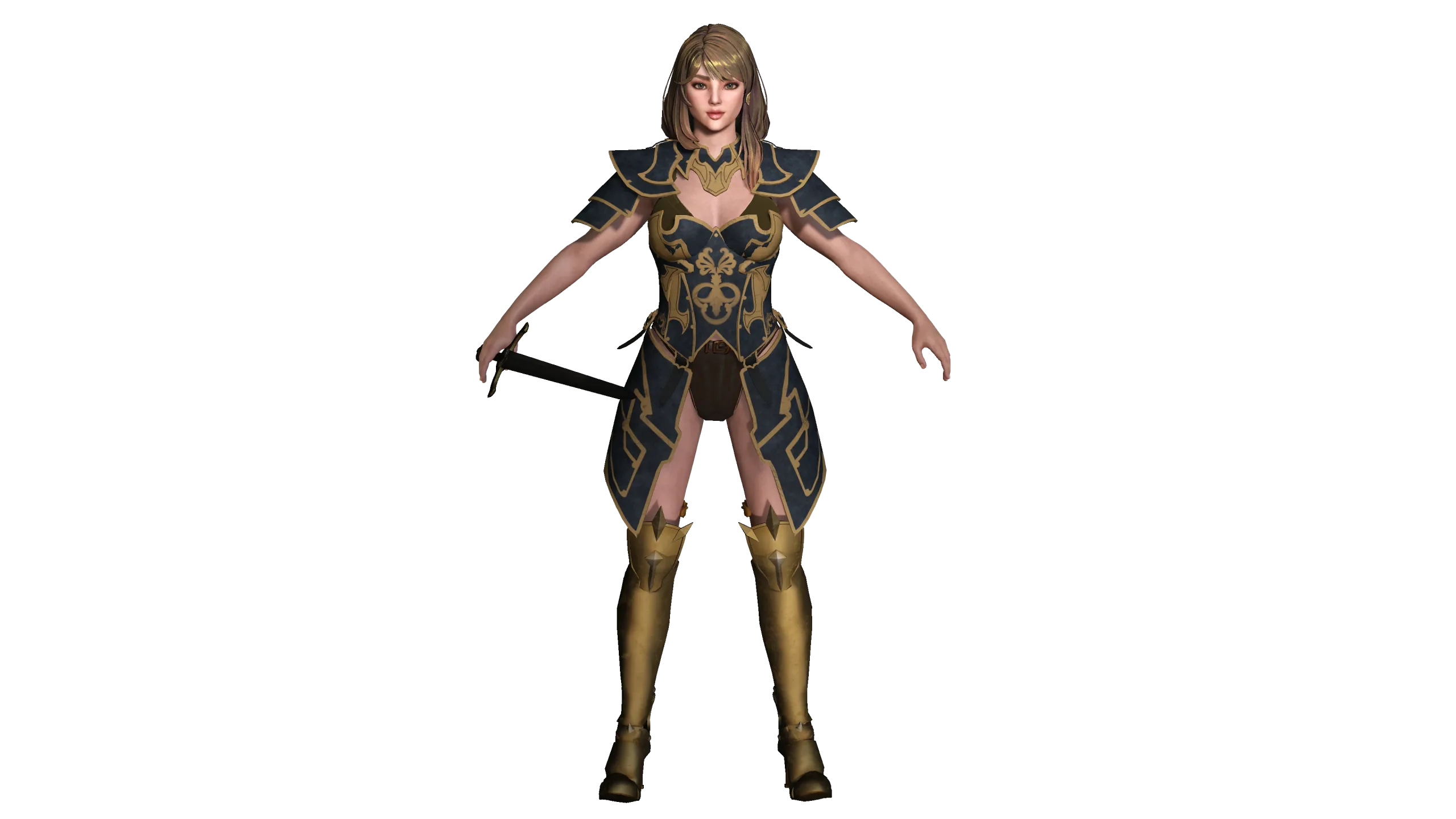 AAA 3D FANTASY FEMALE WARIOR KNIGHT-REALISTIC RIG GAME CHARACTER