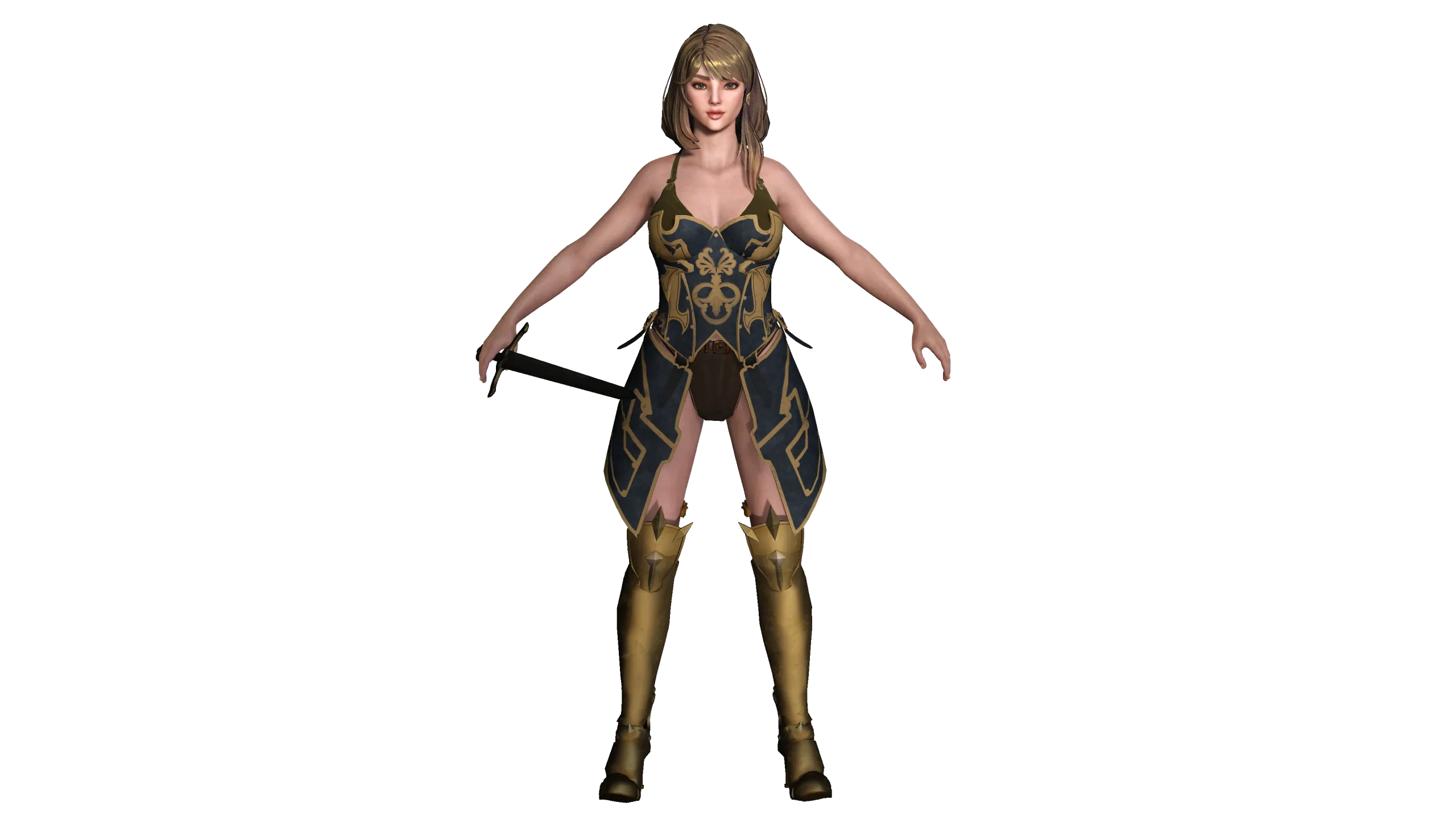 AAA 3D FANTASY FEMALE WARIOR KNIGHT-REALISTIC RIG GAME CHARACTER