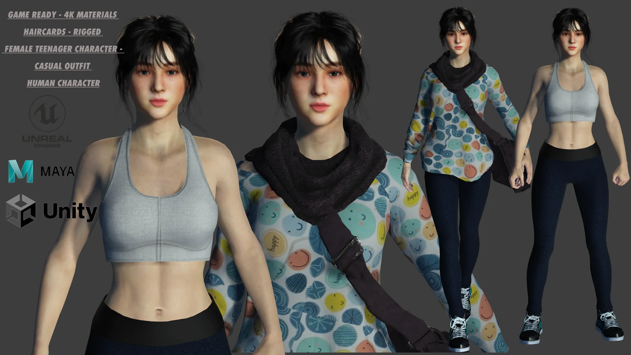 AAA 3D BEAUTIFUL TEENAGE GIRL CASUAL -REALISTIC CHARACTER