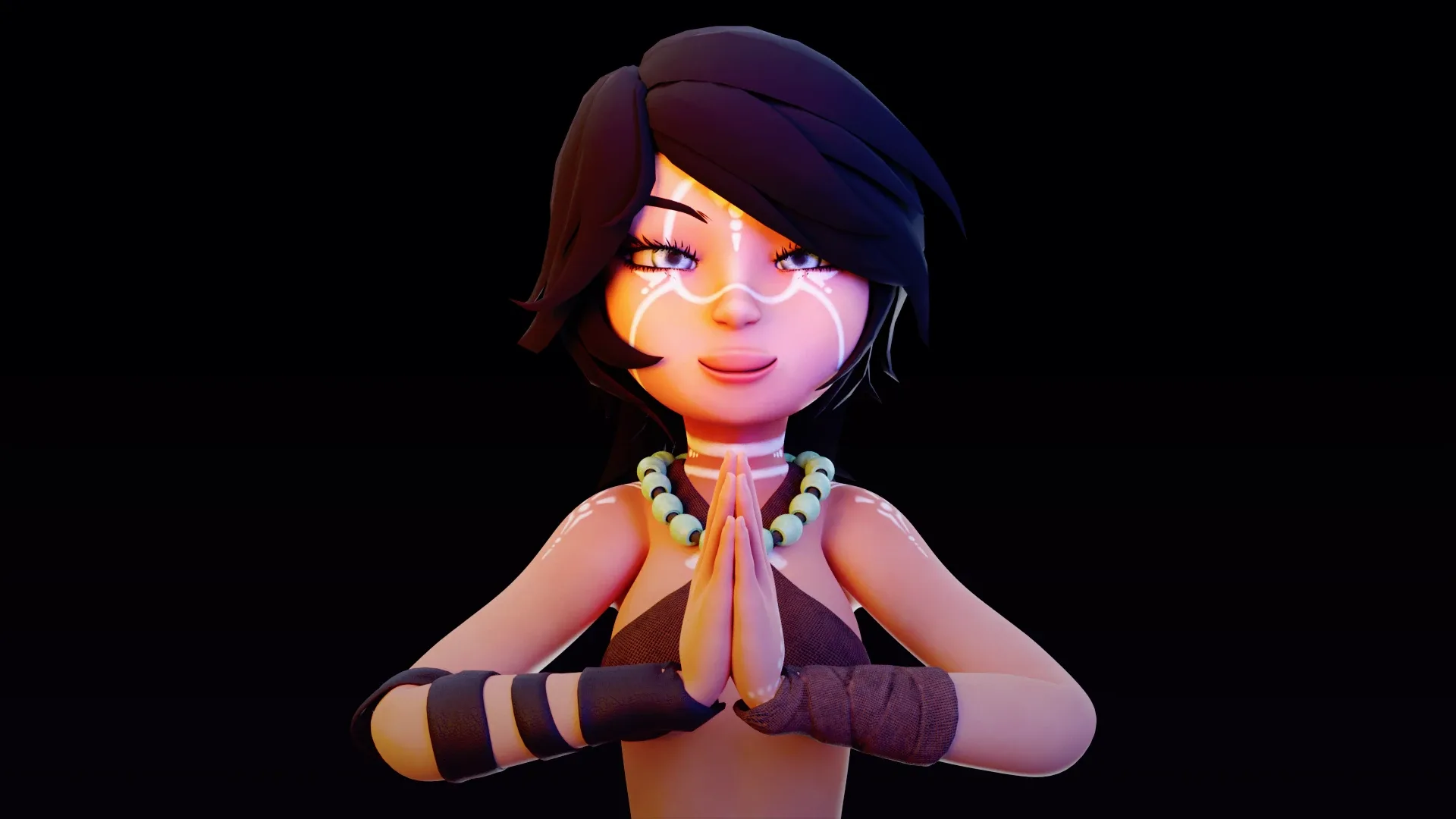 Tribal girl Rigged character Low-poly 3D model