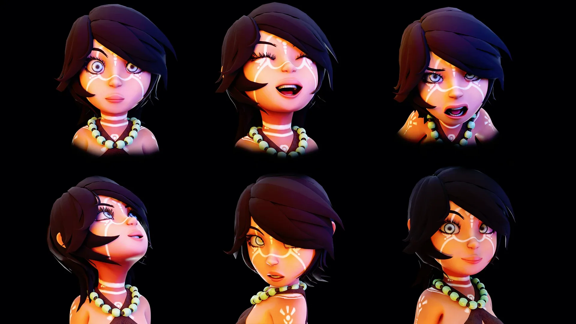 Tribal girl Rigged character Low-poly 3D model