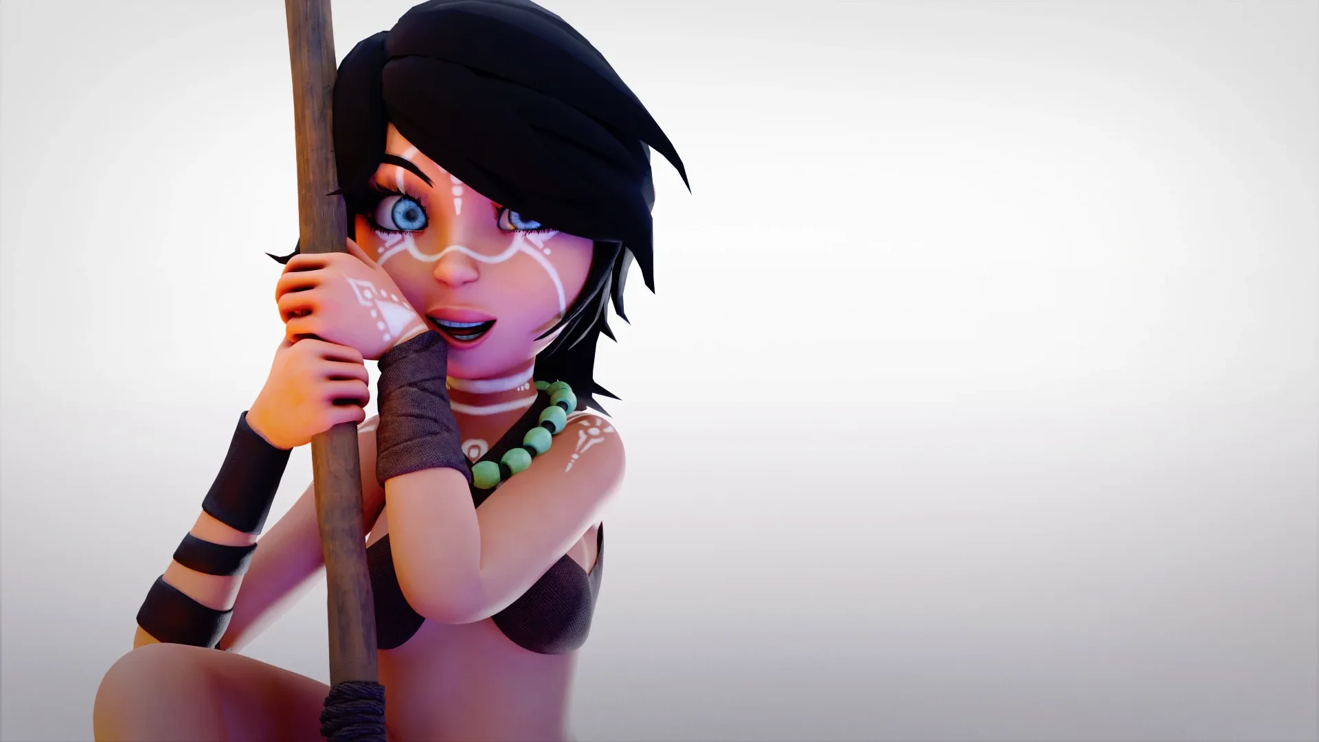 Tribal girl Rigged character Low-poly 3D model