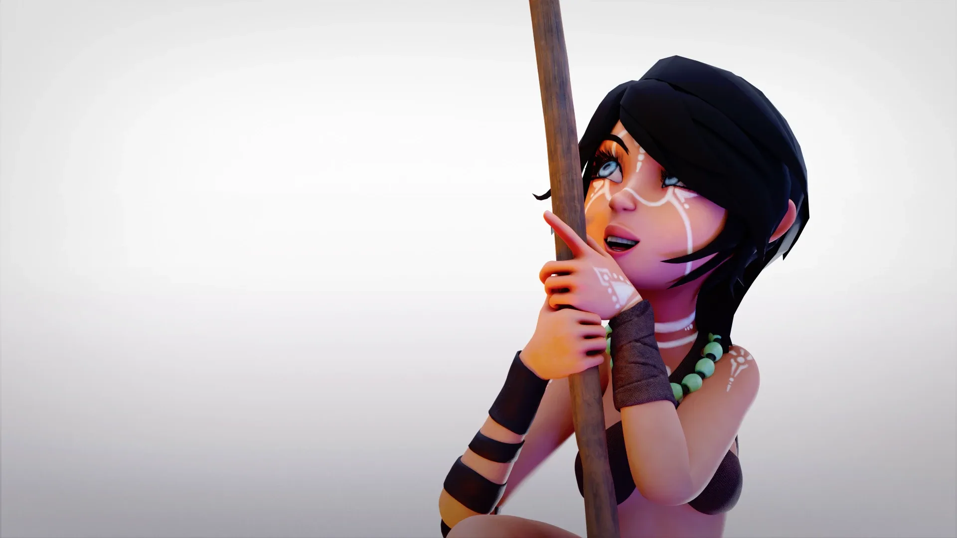 Tribal girl Rigged character Low-poly 3D model