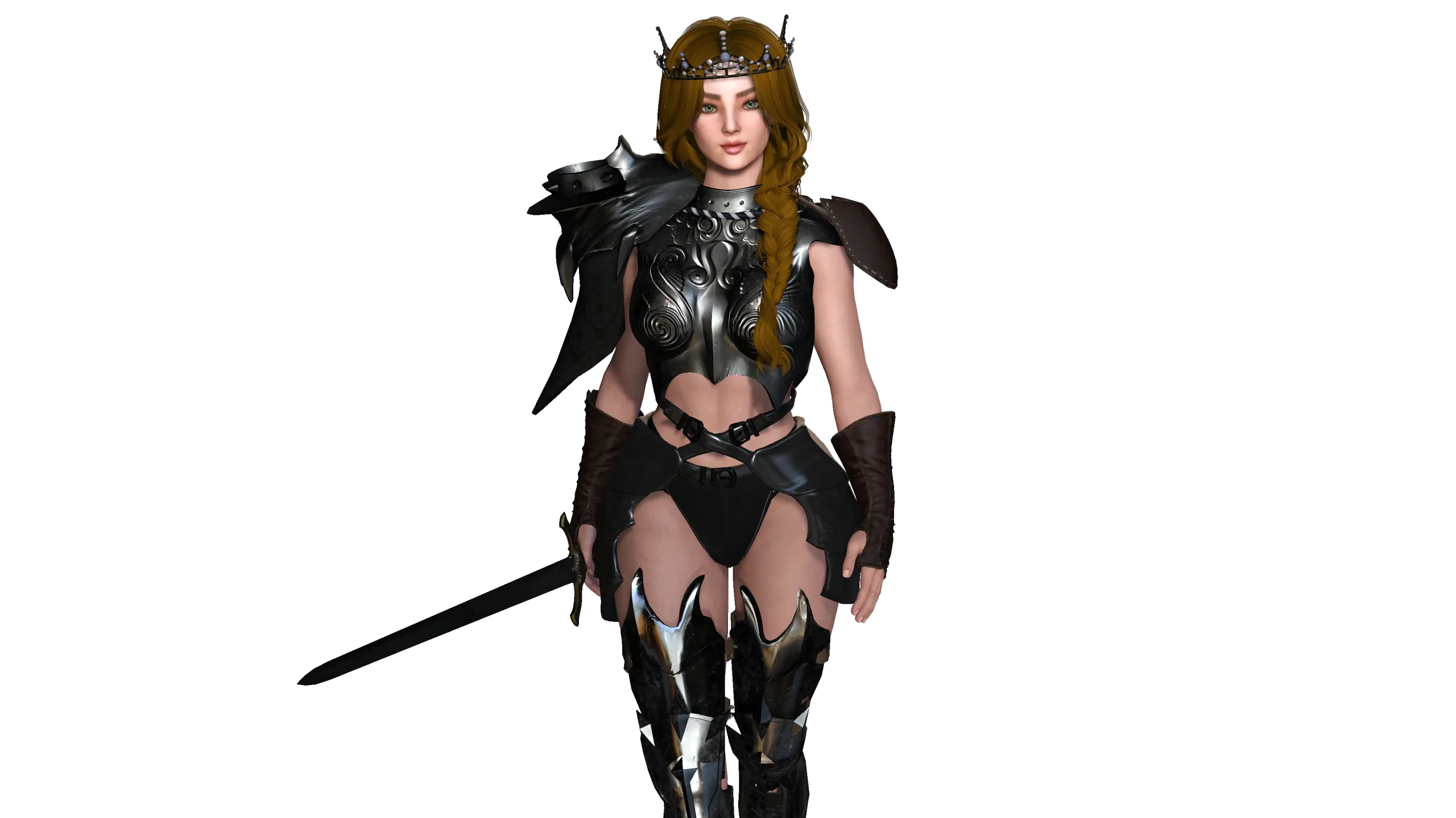 AAA 3D FANTASY FEMALE WARRIOR -REALISTIC RIGGED GAME CHARACTER