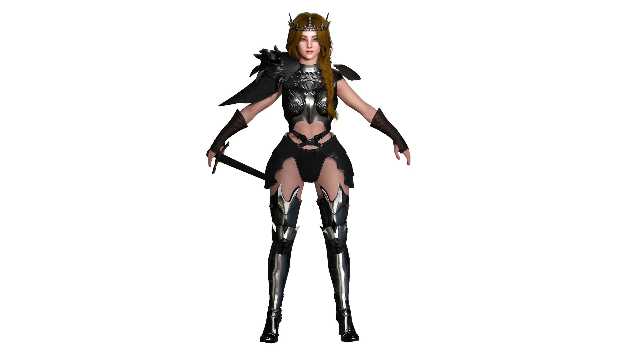 AAA 3D FANTASY FEMALE WARRIOR -REALISTIC RIGGED GAME CHARACTER