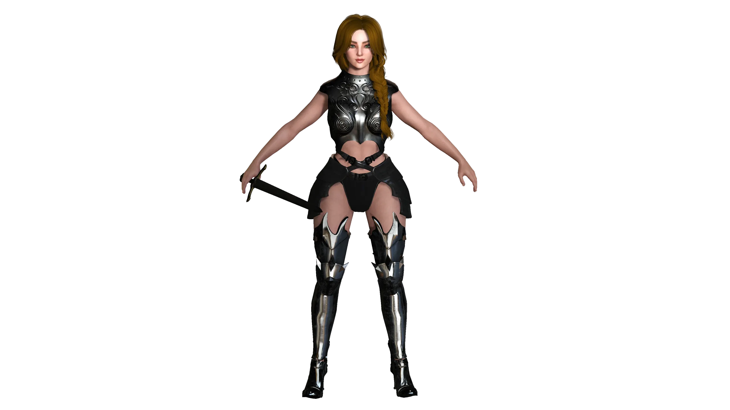 AAA 3D FANTASY FEMALE WARRIOR -REALISTIC RIGGED GAME CHARACTER