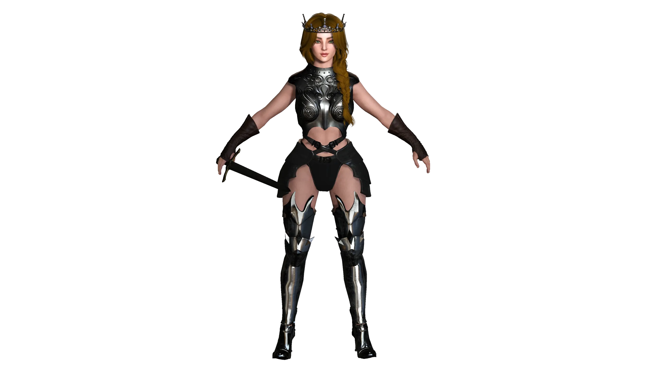 AAA 3D FANTASY FEMALE WARRIOR -REALISTIC RIGGED GAME CHARACTER