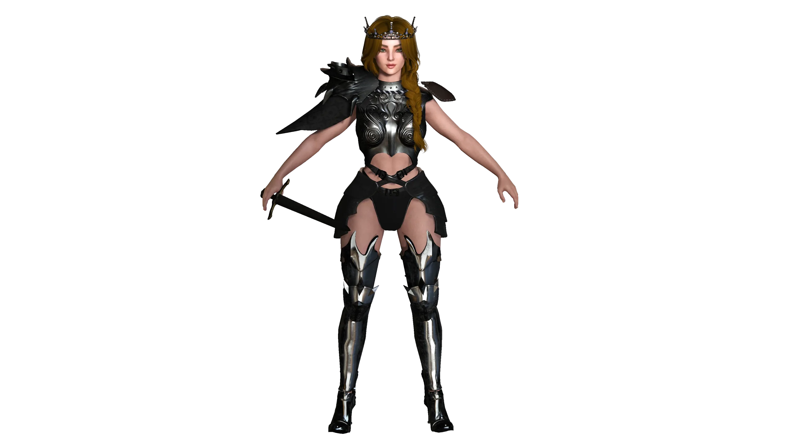 AAA 3D FANTASY FEMALE WARRIOR -REALISTIC RIGGED GAME CHARACTER