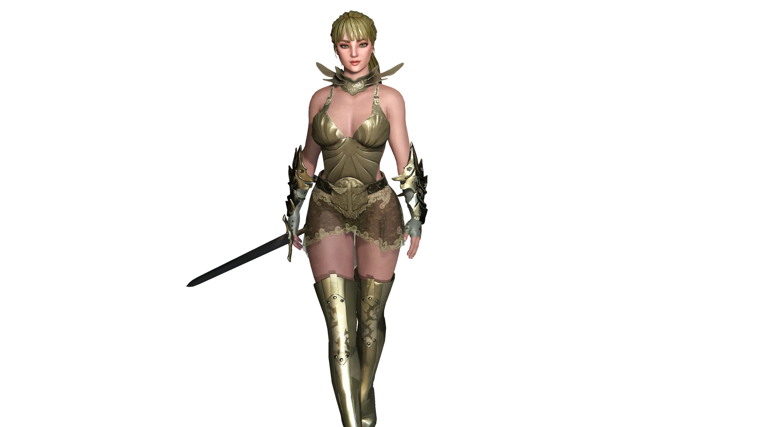 AAA 3D FANTASY FEMALE WARRIOR-REALISTIC RIG GAME CHARACTER