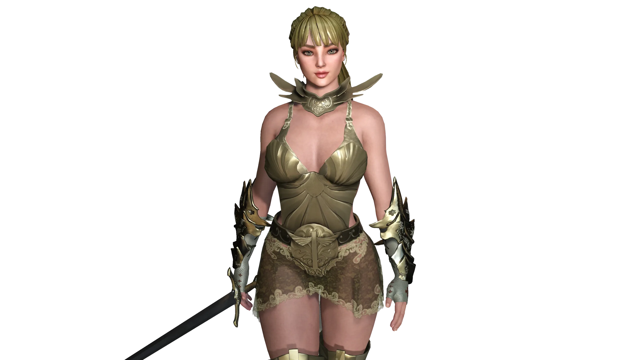 AAA 3D FANTASY FEMALE WARRIOR-REALISTIC RIG GAME CHARACTER