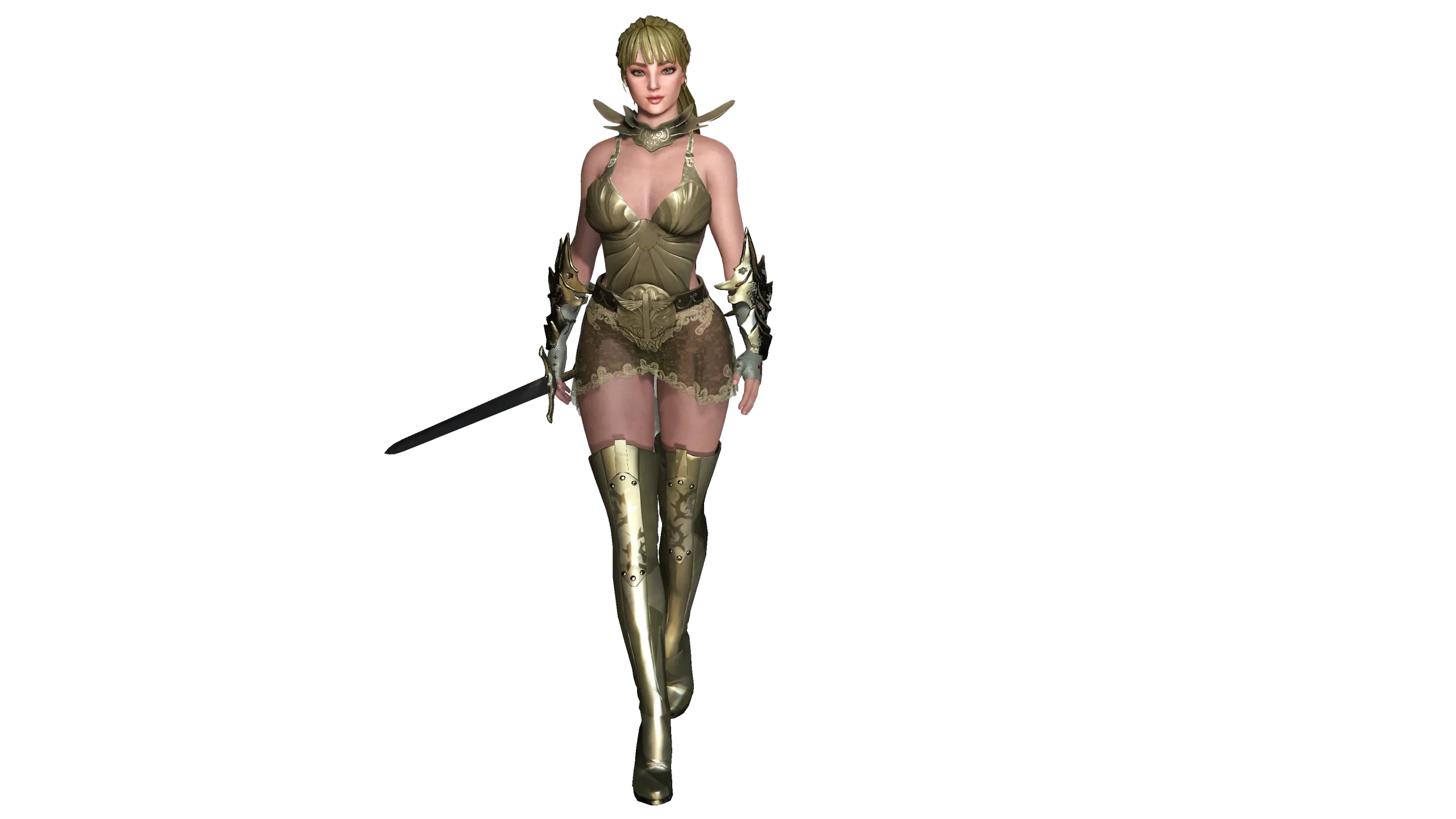 AAA 3D FANTASY FEMALE WARRIOR-REALISTIC RIG GAME CHARACTER