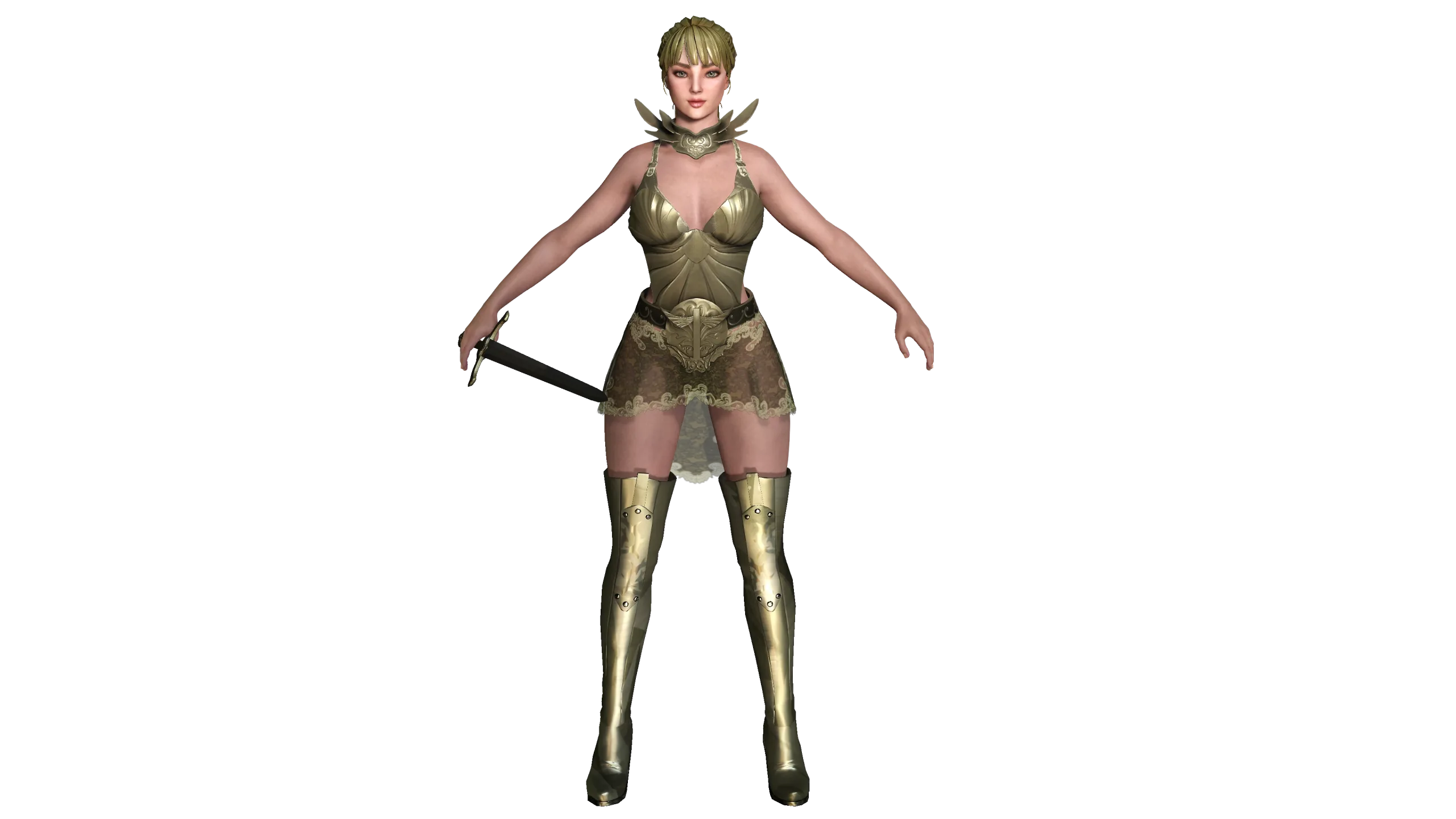 AAA 3D FANTASY FEMALE WARRIOR-REALISTIC RIG GAME CHARACTER