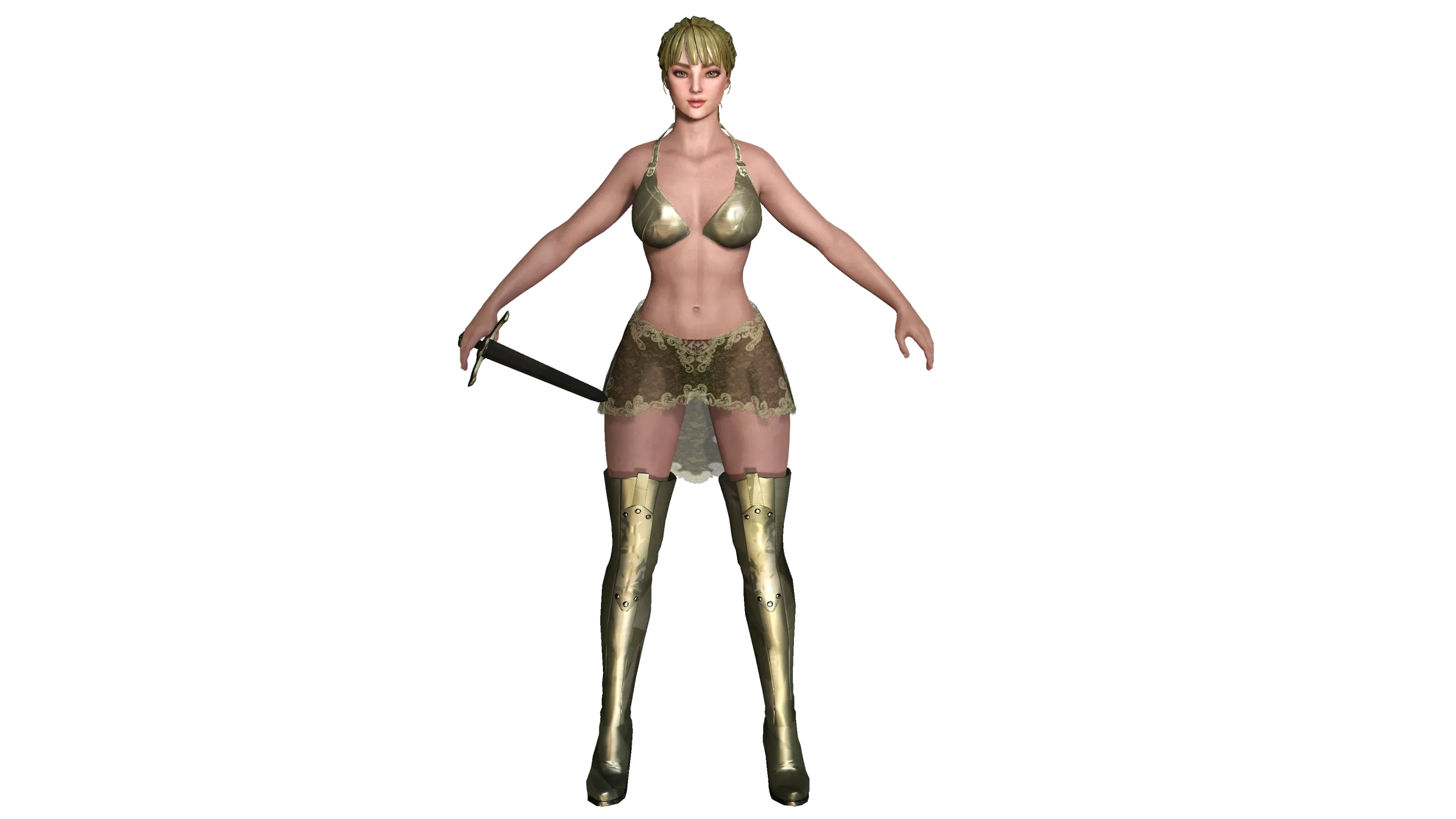 AAA 3D FANTASY FEMALE WARRIOR-REALISTIC RIG GAME CHARACTER