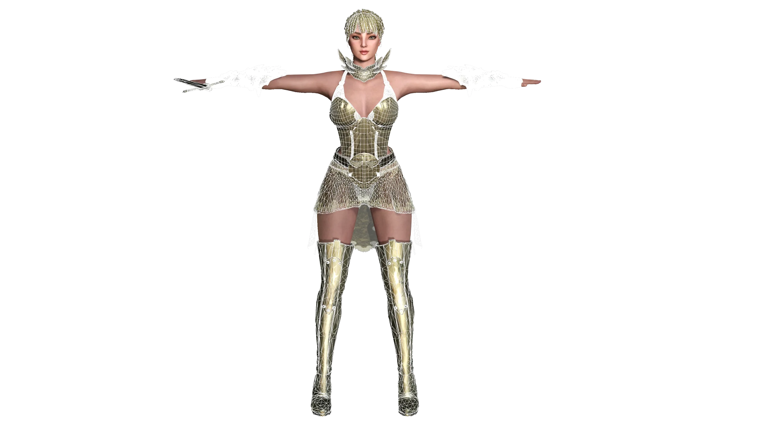 AAA 3D FANTASY FEMALE WARRIOR-REALISTIC RIG GAME CHARACTER