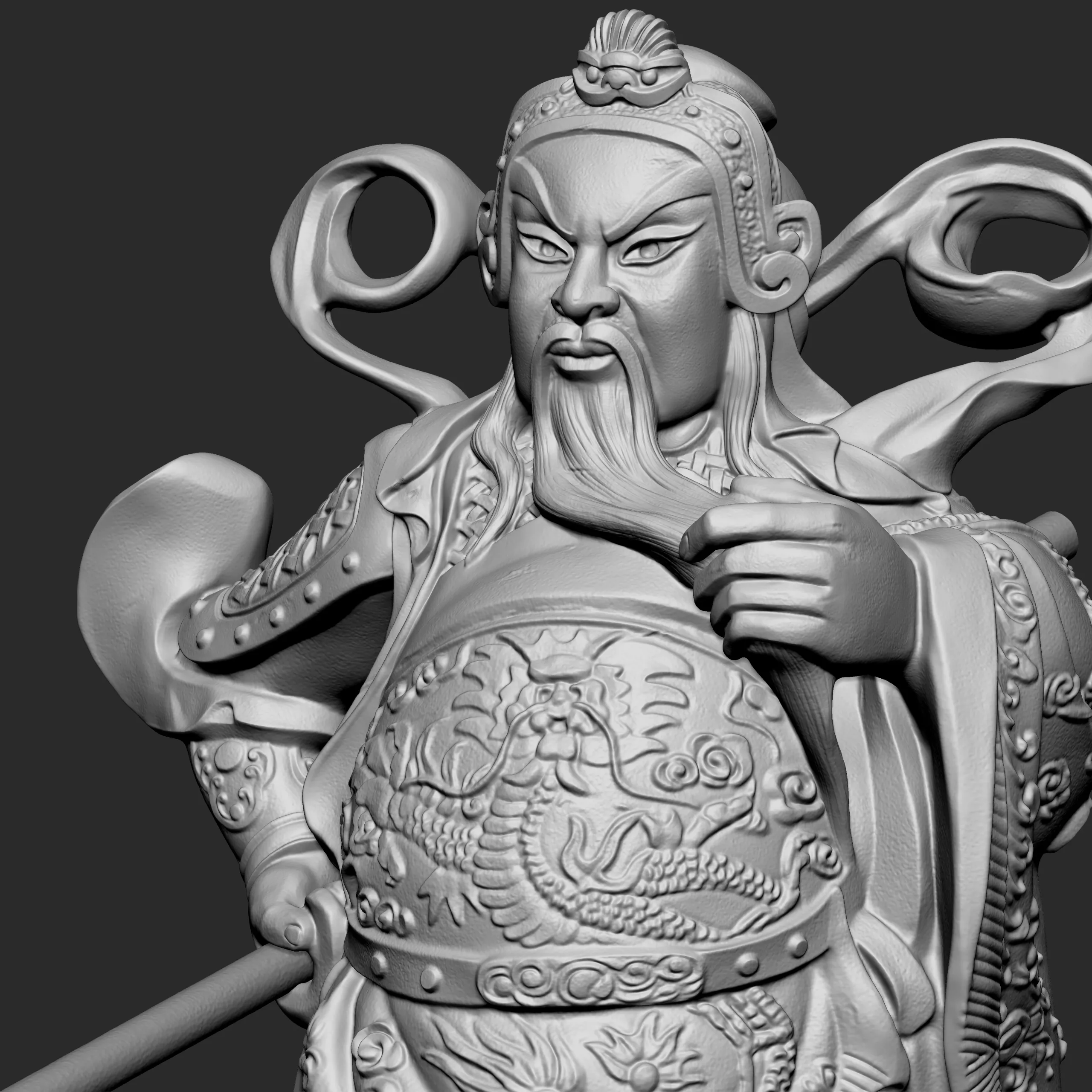 Guan-Yu Character Sculpture Tutorial Zbrush 2019 HighPoly