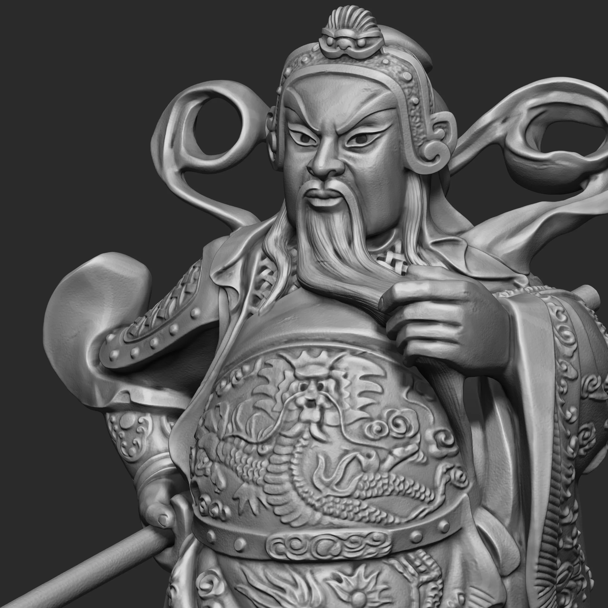 Guan-Yu Character Sculpture Tutorial Zbrush 2019 HighPoly