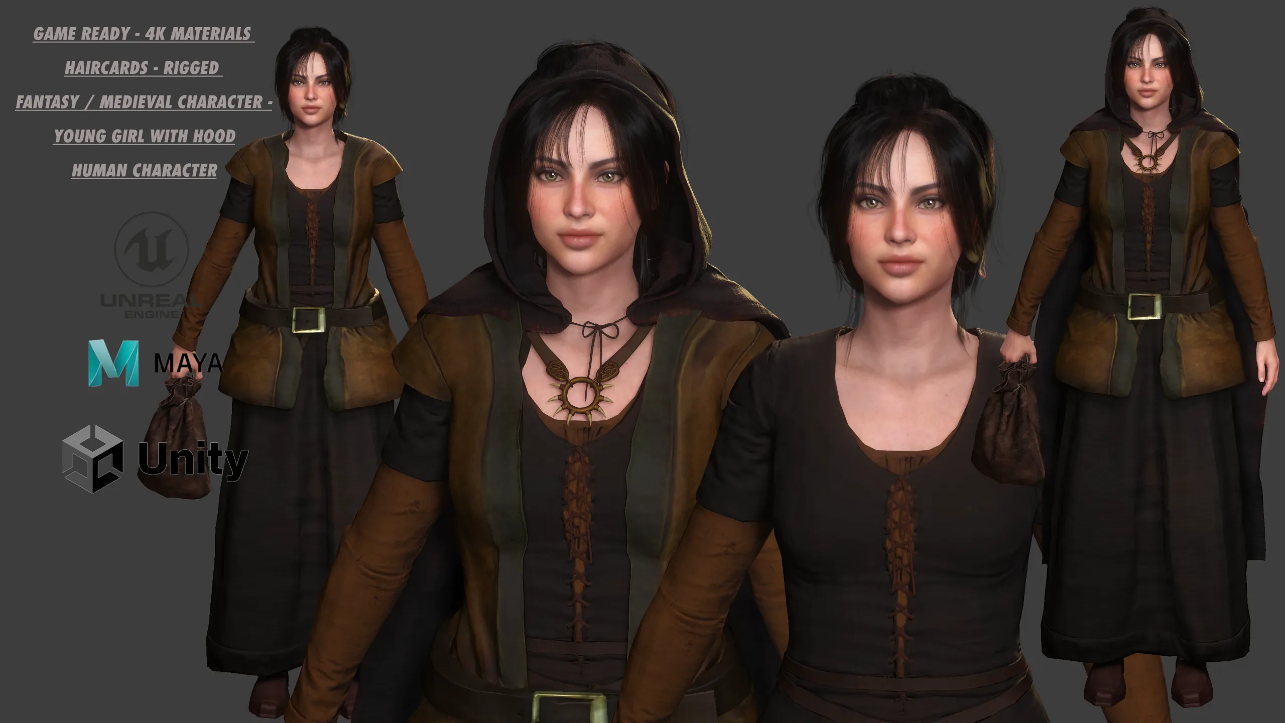 AAA 3D FANTASY MEDIEVAL CHARACTER-REALISTIC YOUNG GIRL