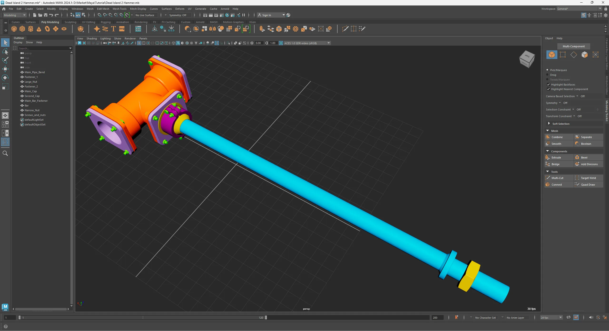 Pipe Hammer Weapon in Maya and Substance 3D Painter Creating Process