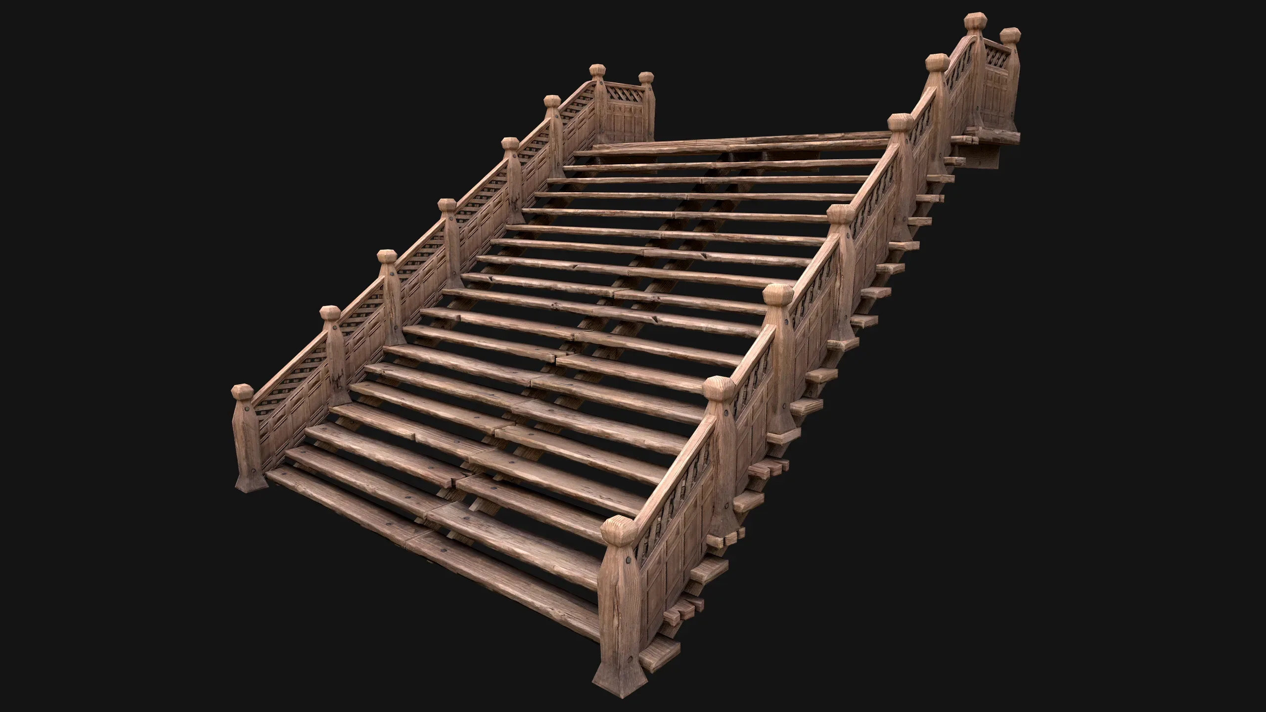 Large Medieval Wooden Staircase