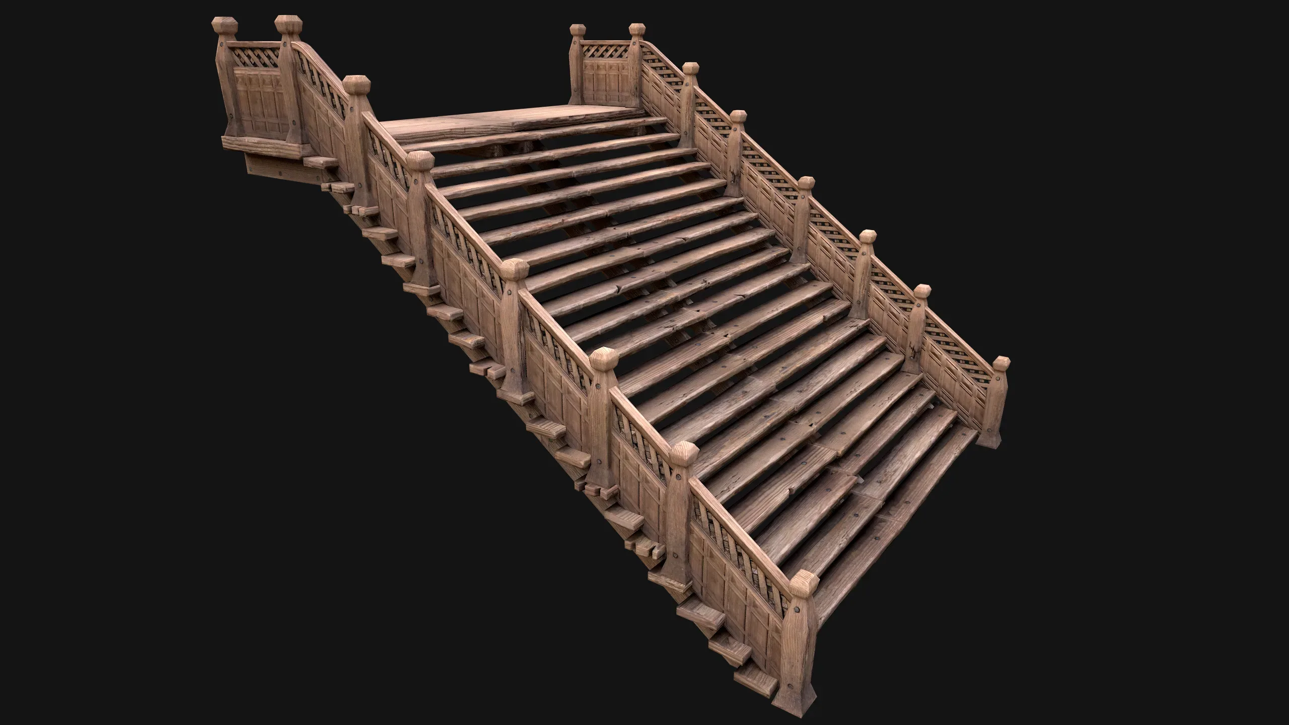 Large Medieval Wooden Staircase