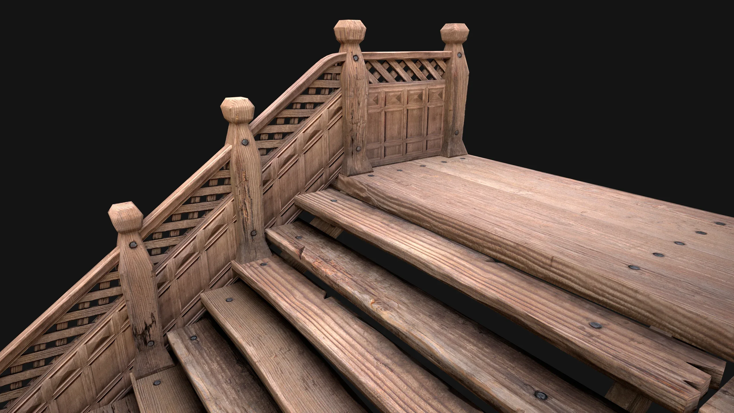 Large Medieval Wooden Staircase