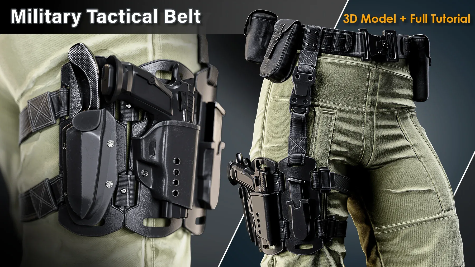 Military Tactical Belt / Full Tutorial+3D FlippedNormals