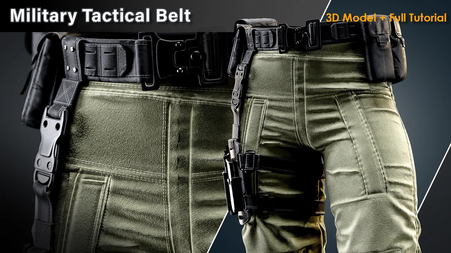 Military Tactical Belt / Full Tutorial+3D Model