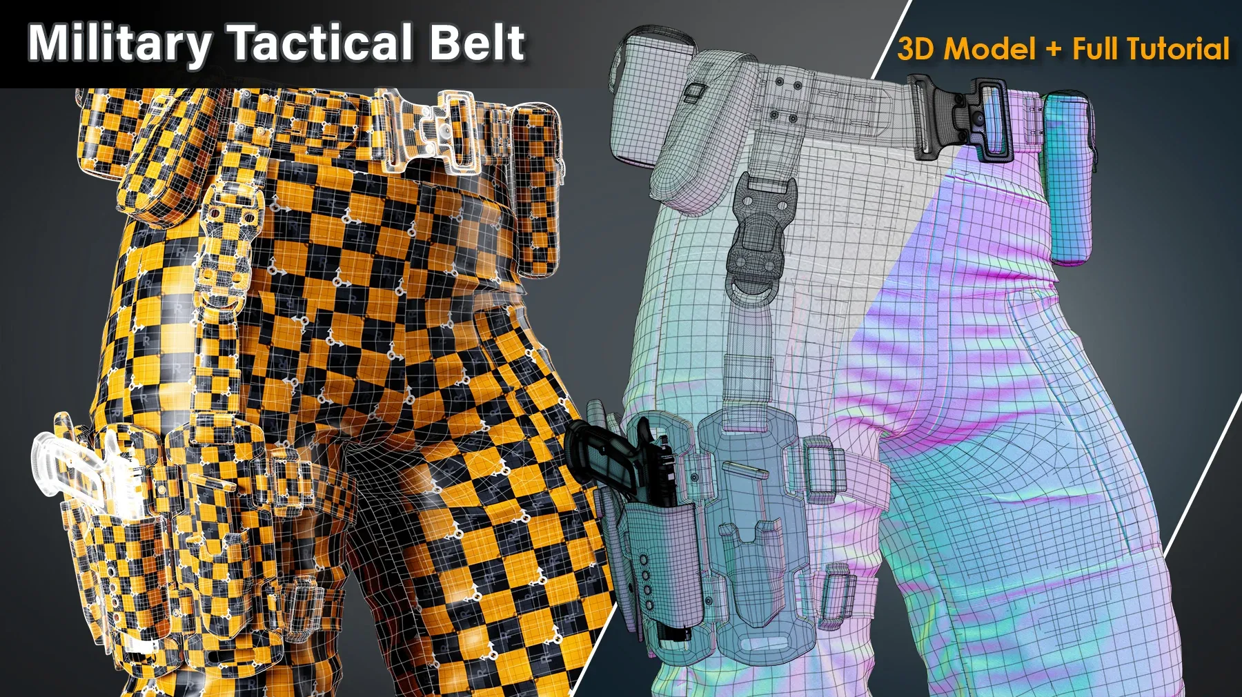 Military Tactical Belt / Full Tutorial+3D Model