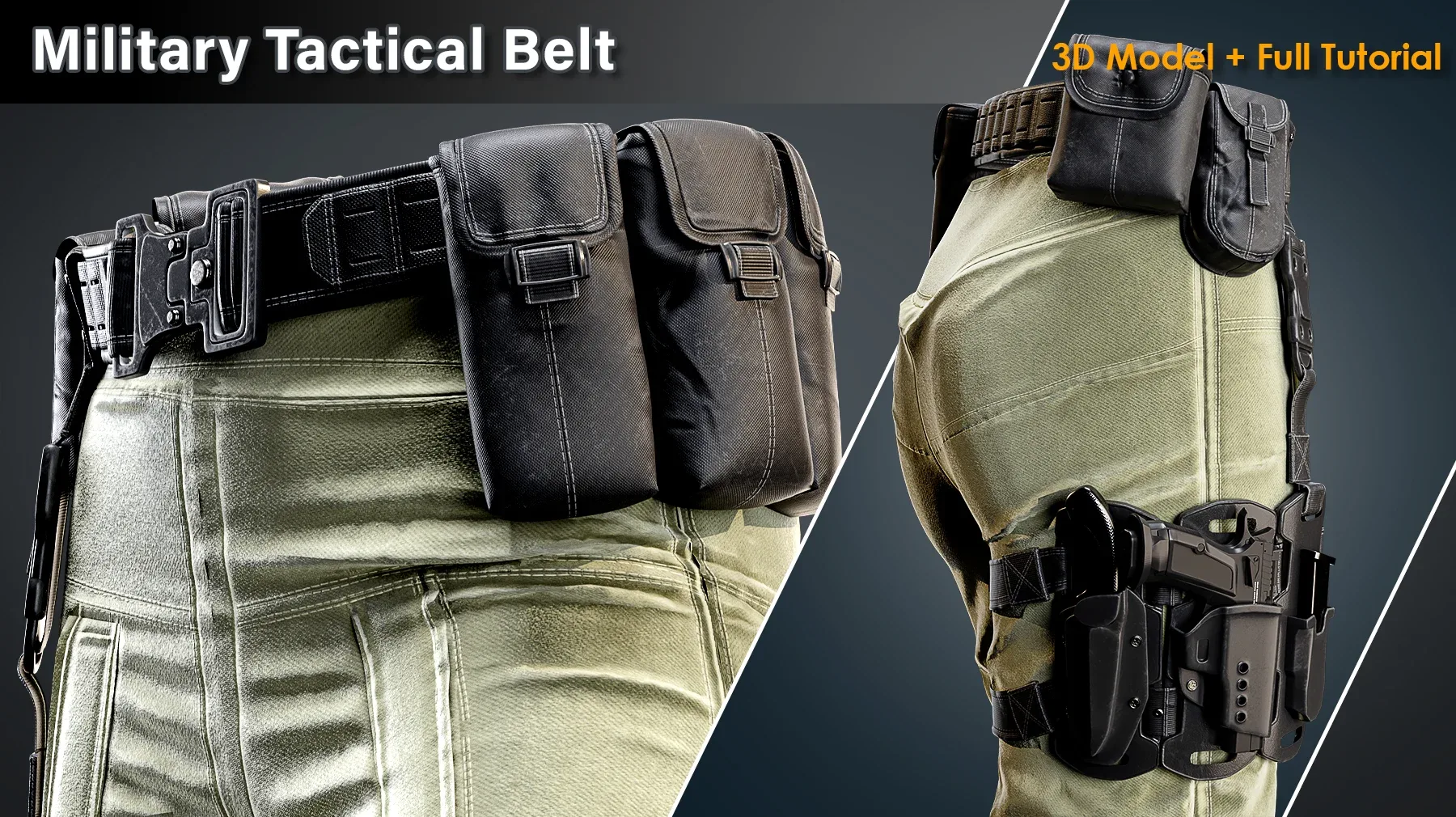 Military Tactical Belt / Full Tutorial+3D Model