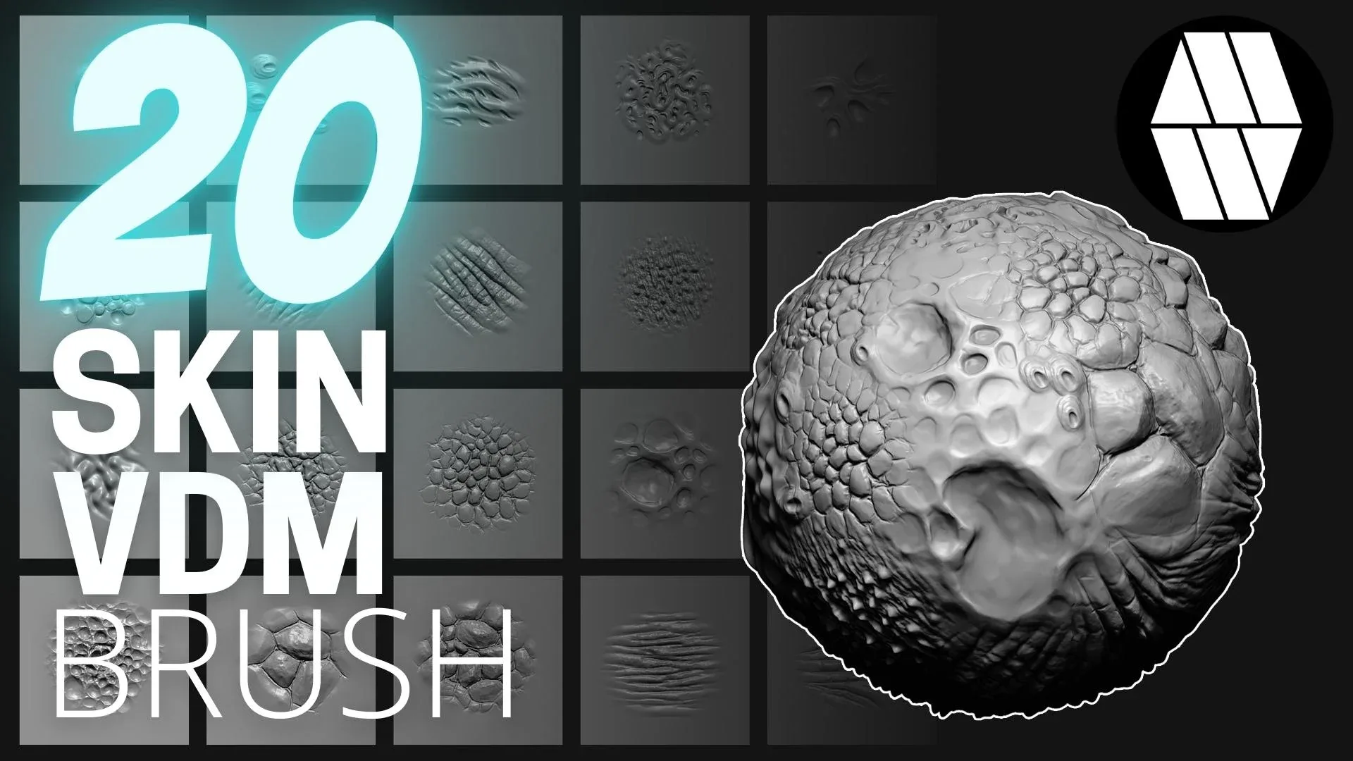 20 Skin Alphas and VDM Brush: Volume 2 - Custom made Skin Alphas to use in ZBrush