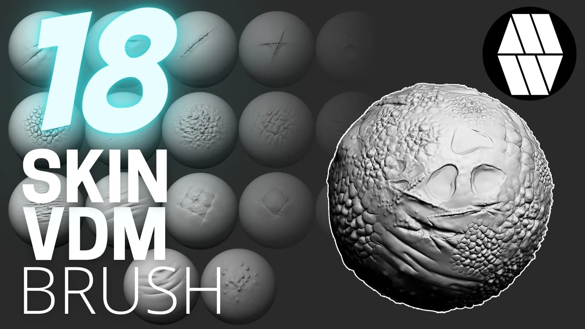 18 Skin Alphas and VDM Brush - Custom made Alphas to use in ZBrush