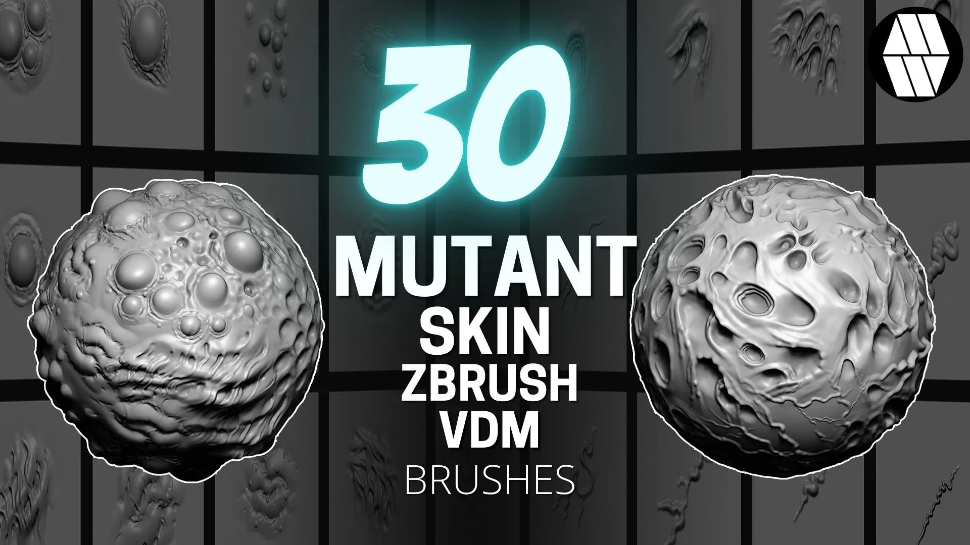 30 Mutant Skin Alphas and VDM Brushes - Custom made Skin Alphas to use in ZBrush