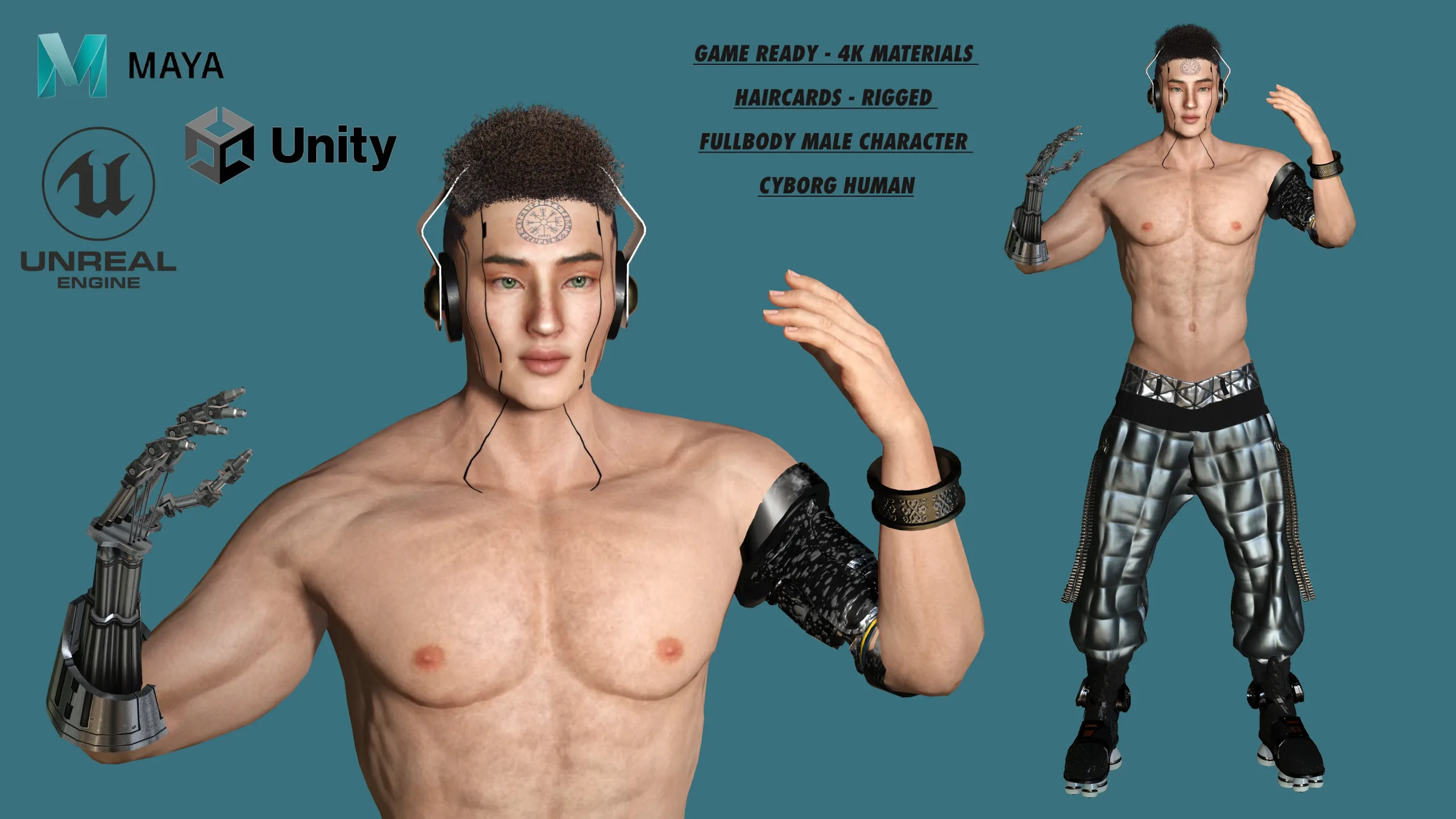 AAA 3D Cyborg Futuristic Male 02 -Game Ready Realistic Character