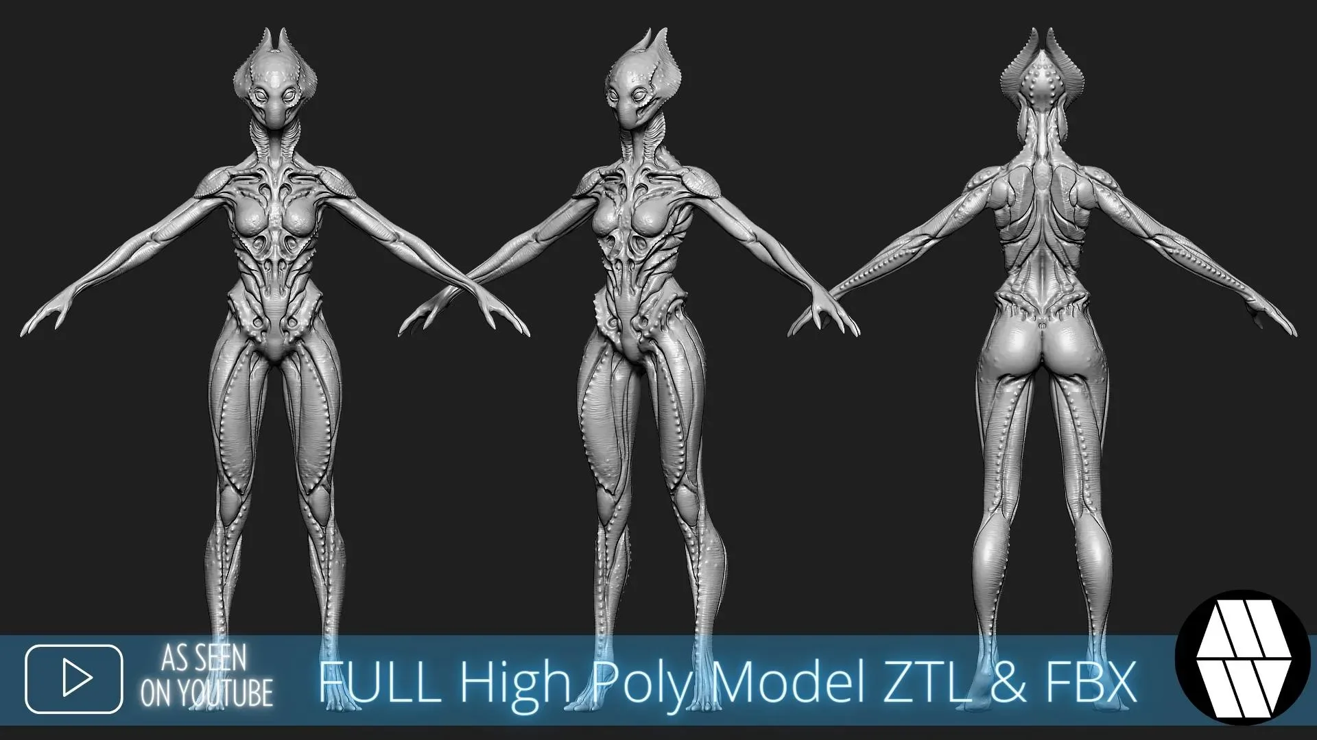 ZBrush Model: Alien Female High Poly ZTL & FBX