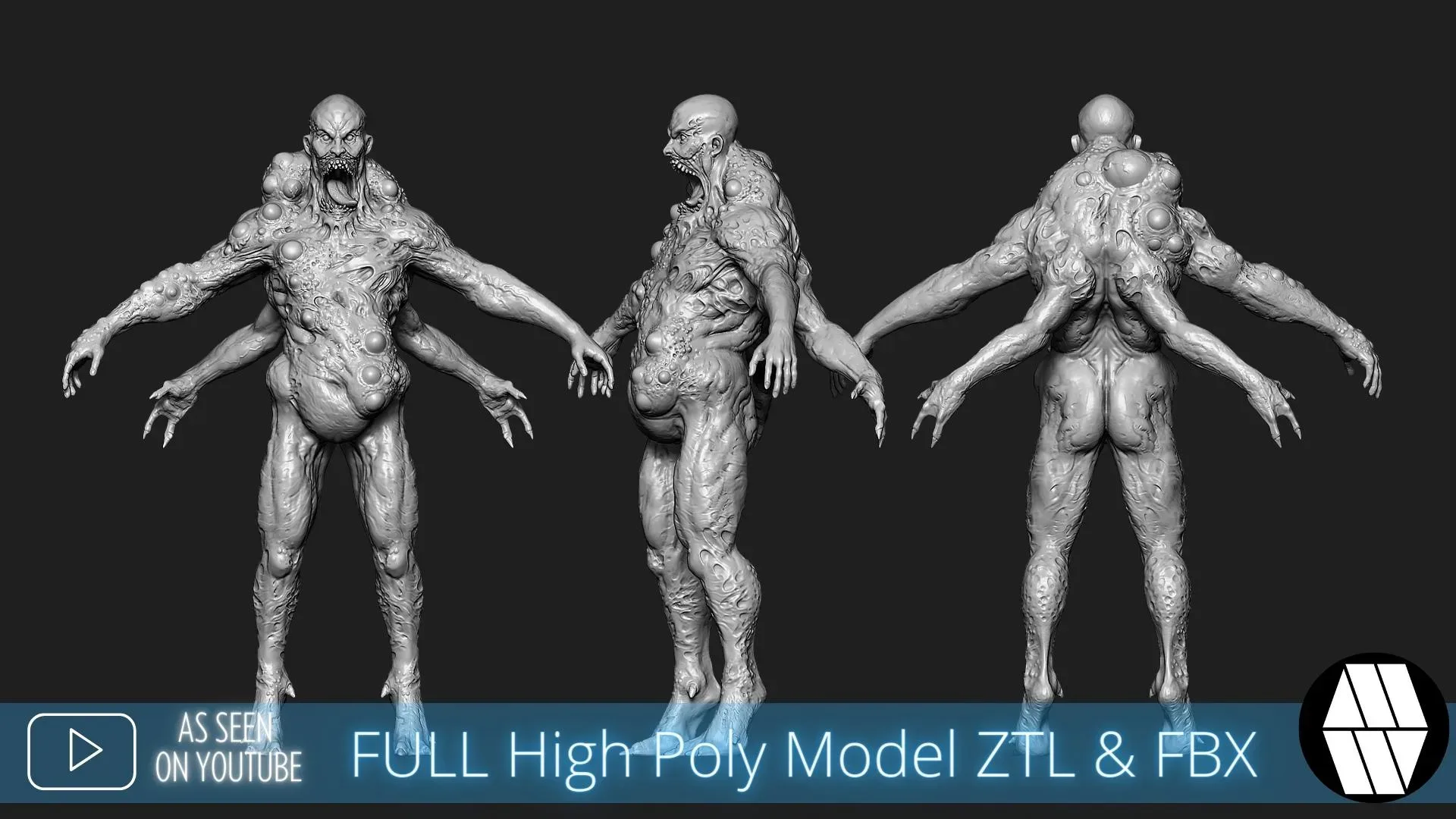 ZBrush Model: Mutant Four Arms High Poly ZTL & FBX