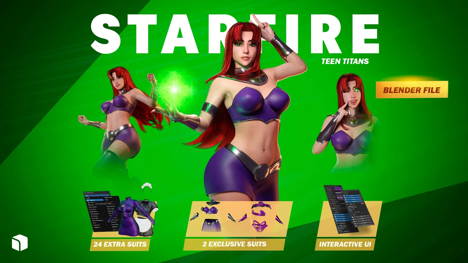 StarFire DC - Teen Titans - 3D Blender Model