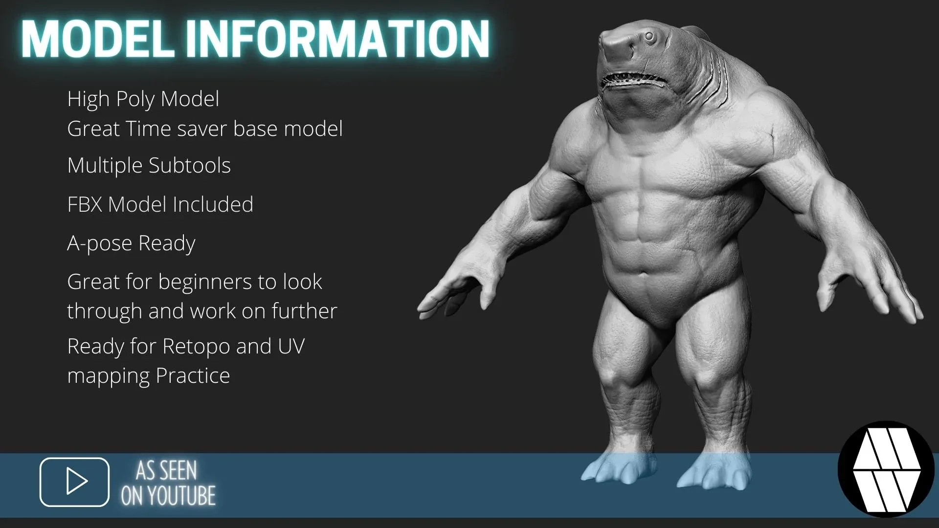 ZBrush Model: SHARK-MAN High Poly ZTL & FBX