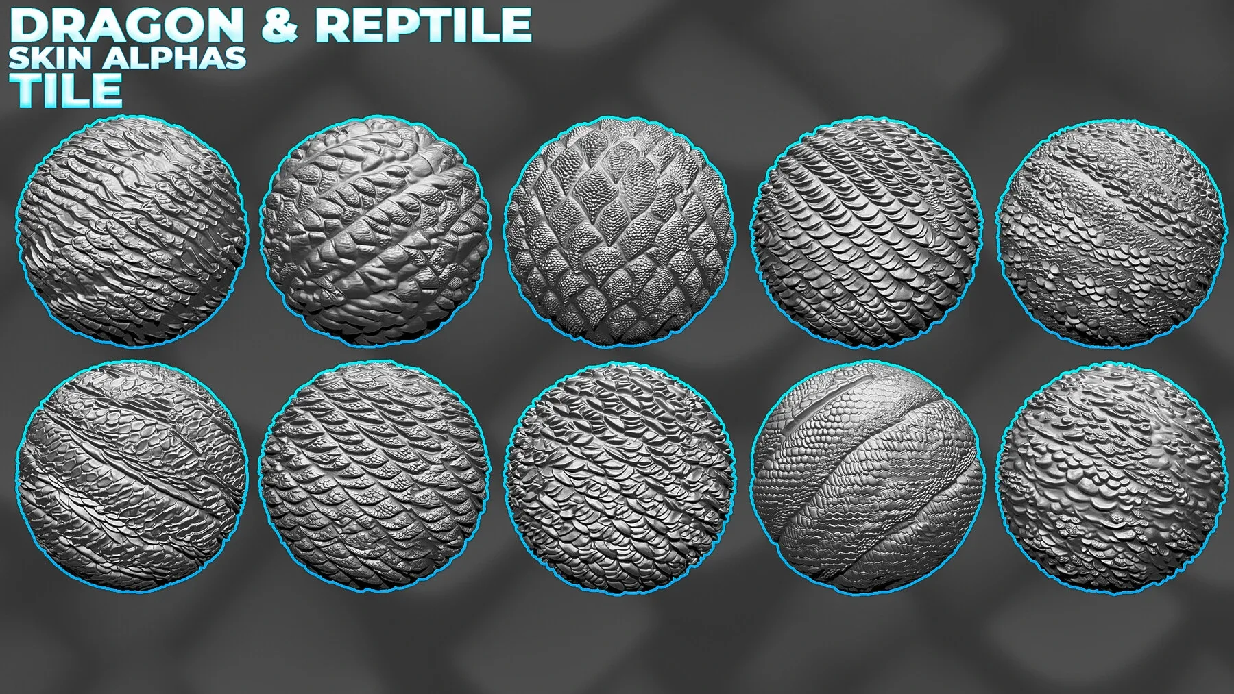 3300+ Dragon, Reptile Skin Alphas Bundle for ZBrush, Blender