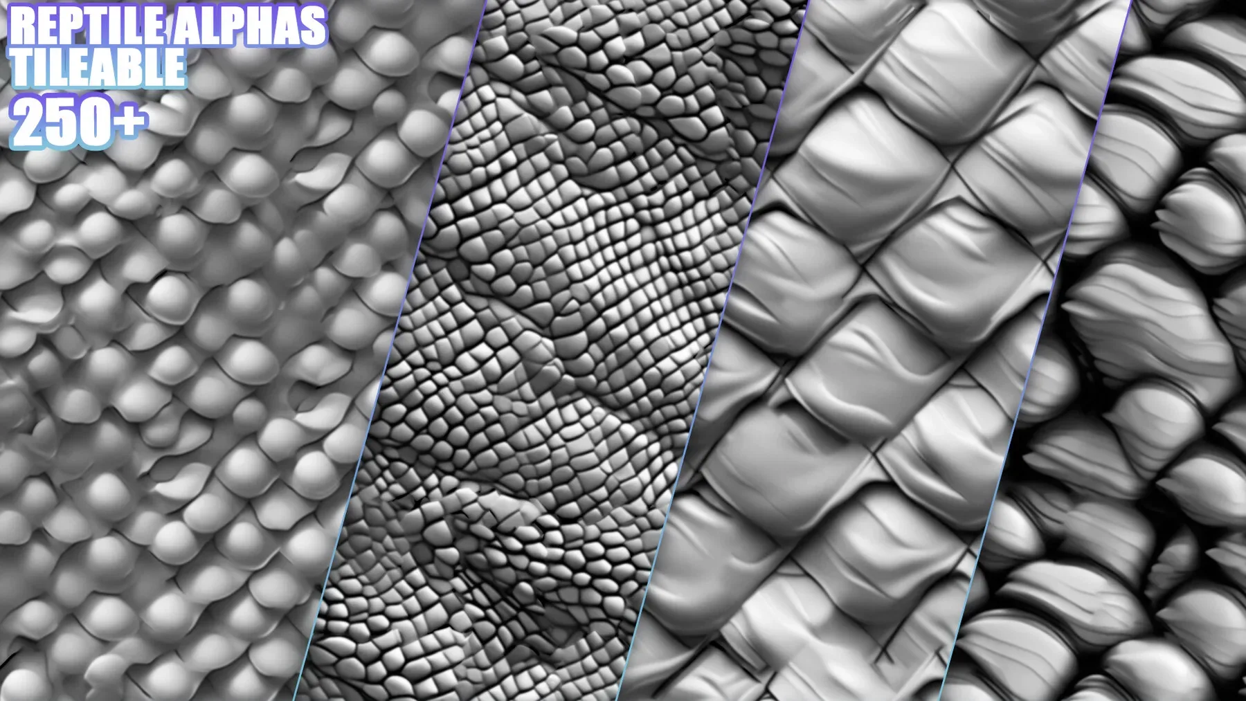 3300+ Dragon, Reptile Skin Alphas Bundle for ZBrush, Blender