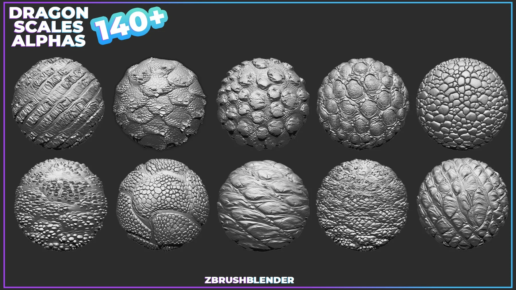 3300+ Dragon, Reptile Skin Alphas Bundle for ZBrush, Blender