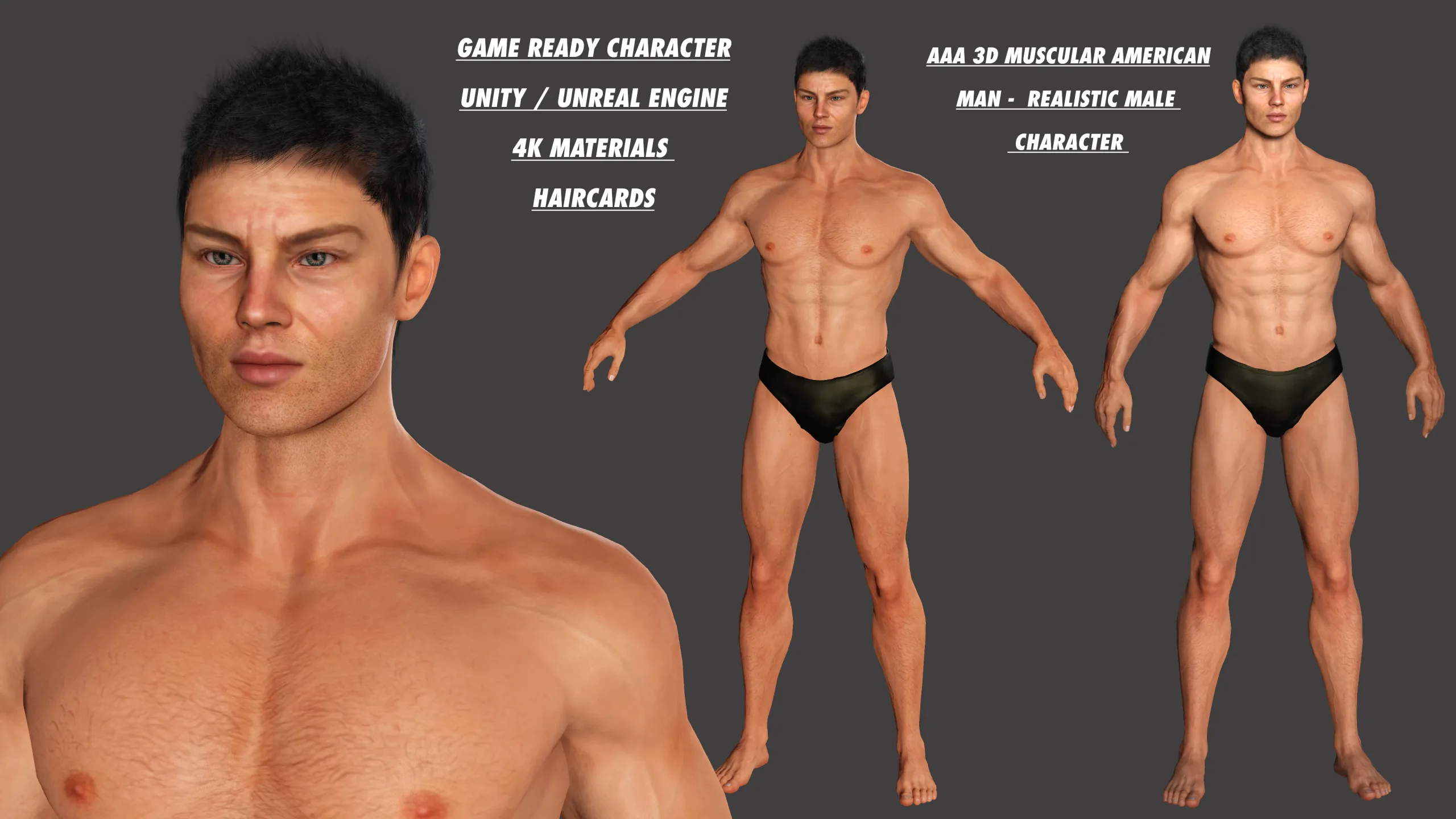 AAA 3D REALISTIC MALE CHARACTER 02 - HUMAN RIGGED GAME READY