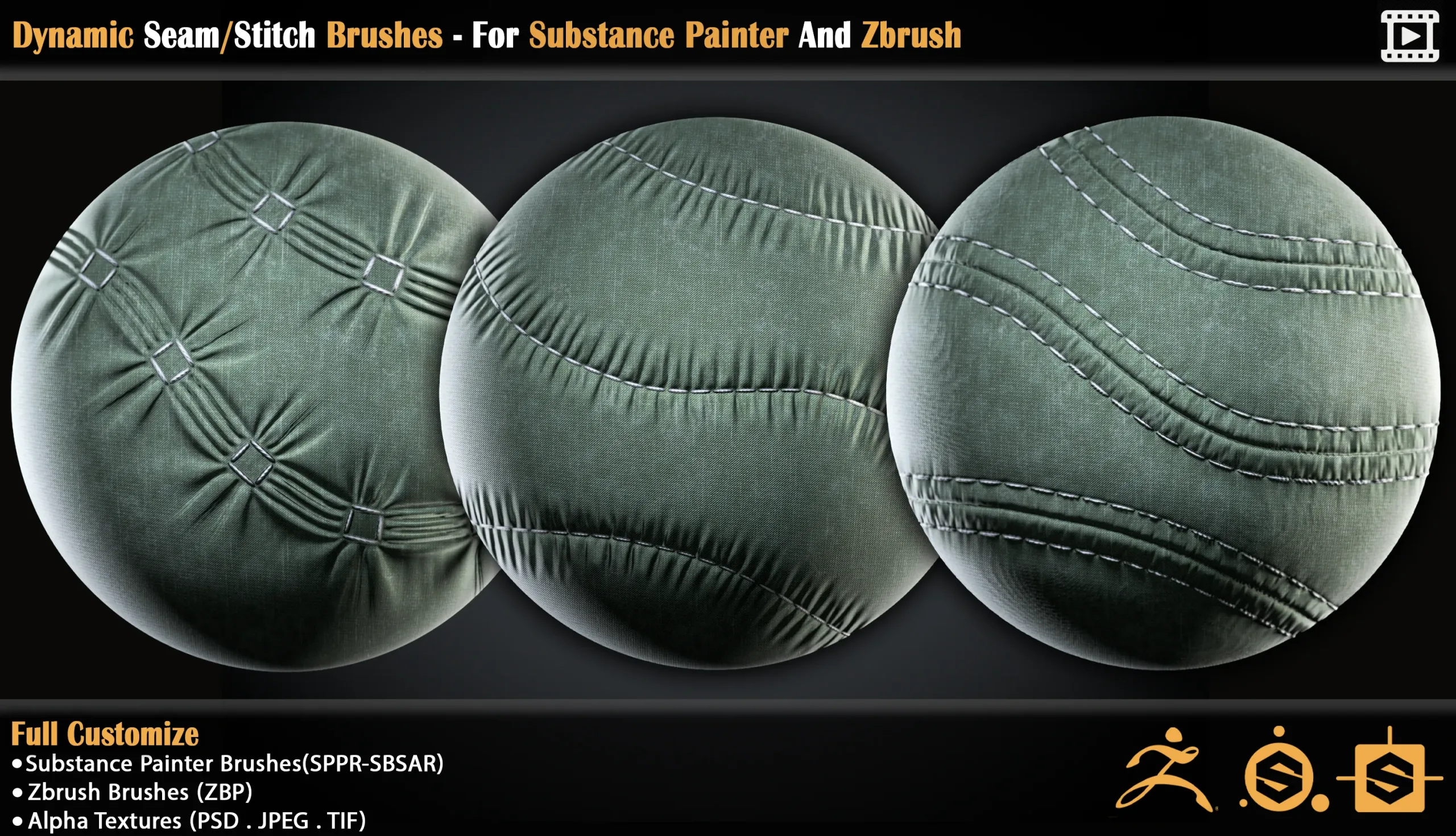 Dynamic Seam/Stitch Brushes - For Substance Painter And Zbrush