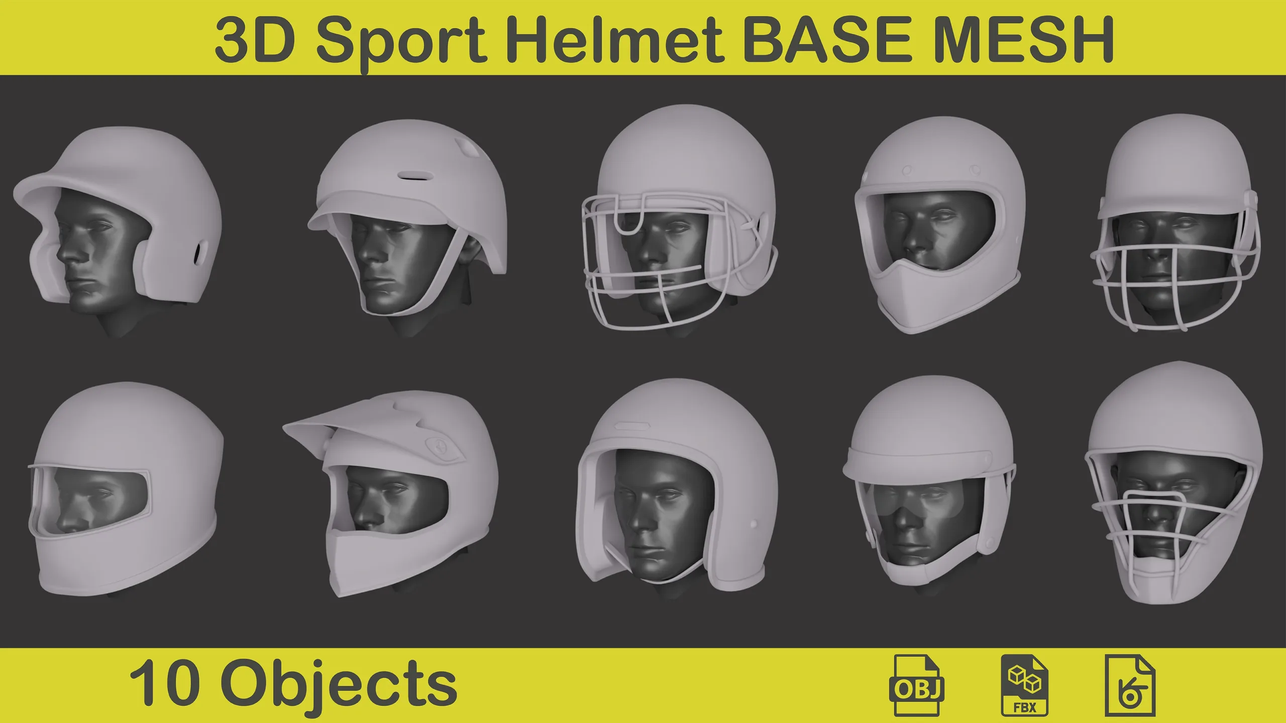 3D Sport Helmet Base Mesh