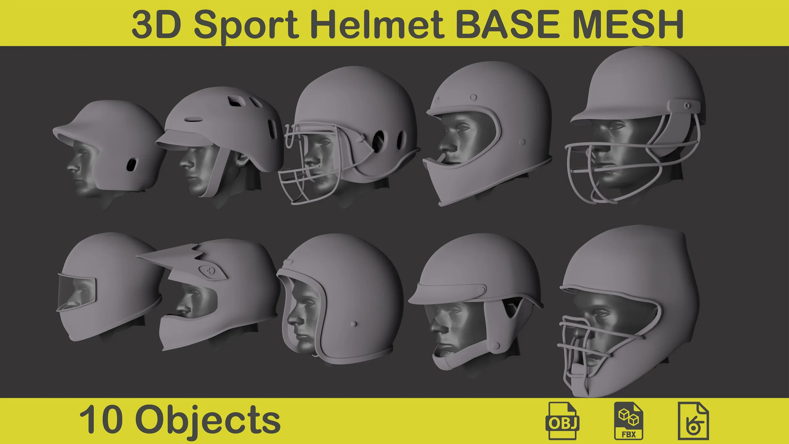 3D Sport Helmet Base Mesh