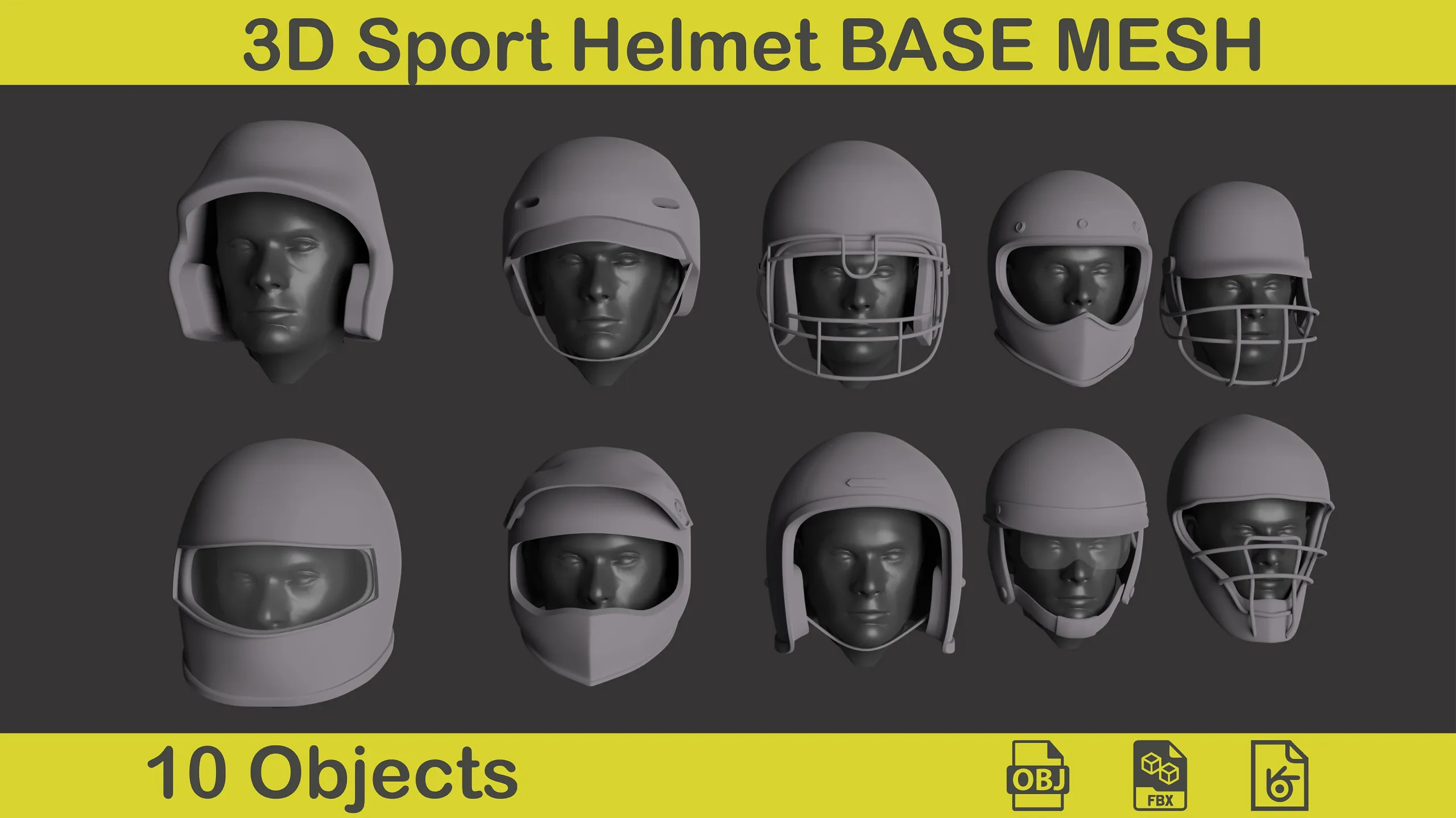 3D Sport Helmet Base Mesh