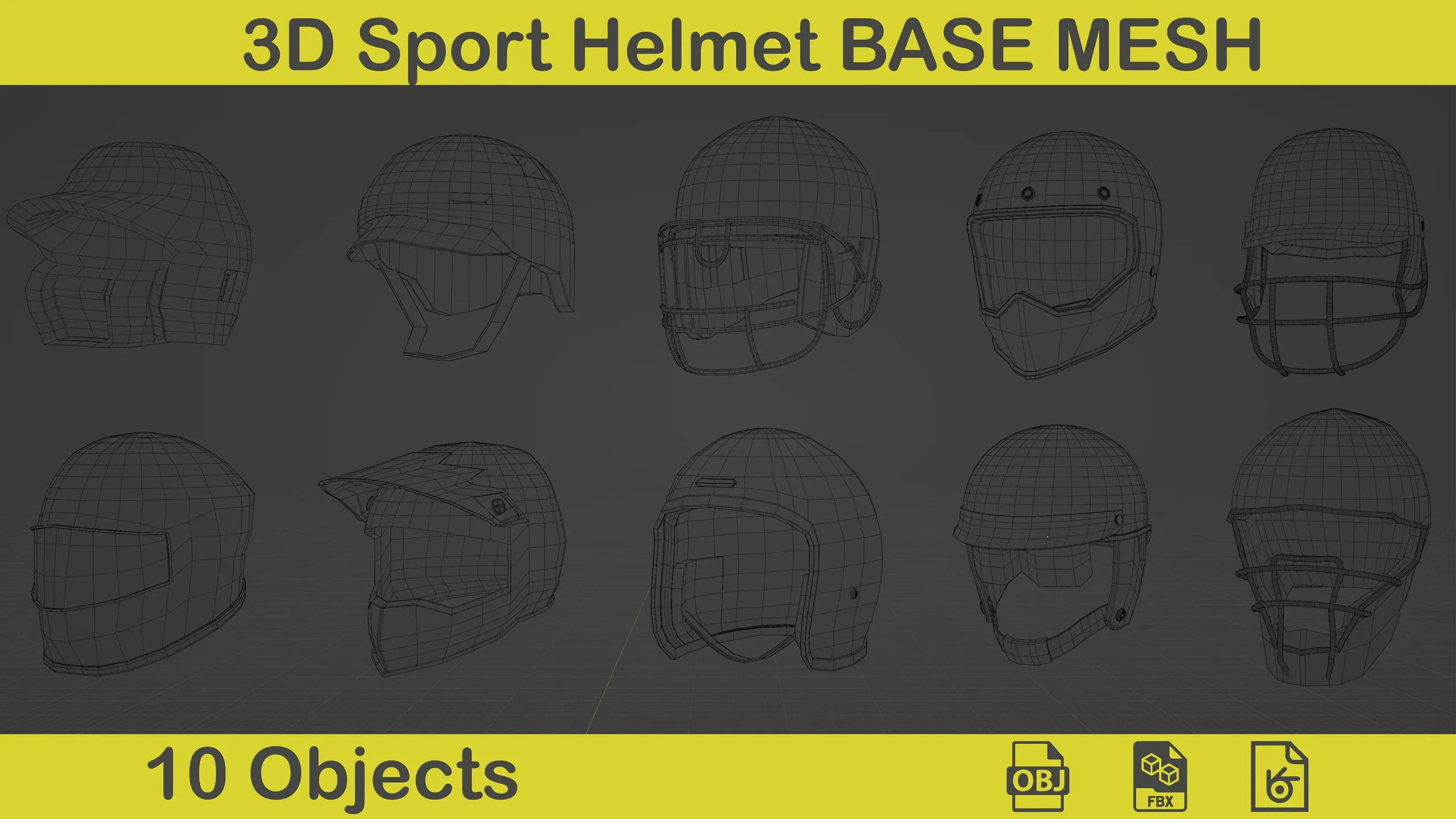 3D Sport Helmet Base Mesh