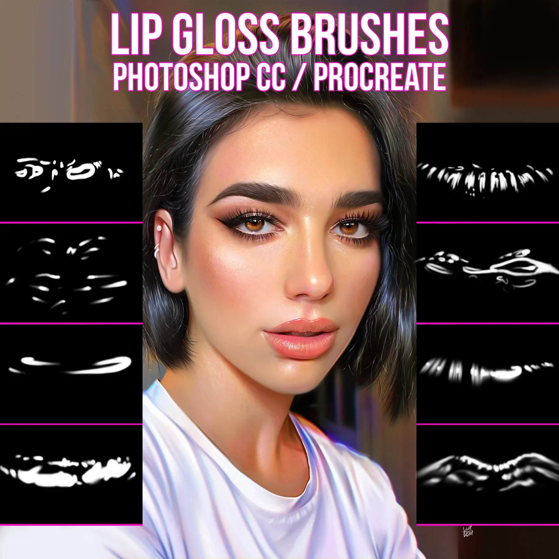 Lip Gloss Brushes for Photoshop and Procreate