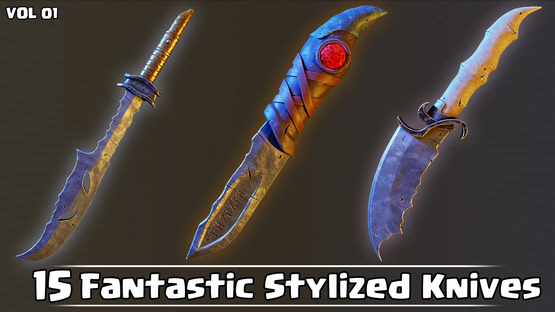 15 Fantastic Stylized Knives Game Ready VOL01