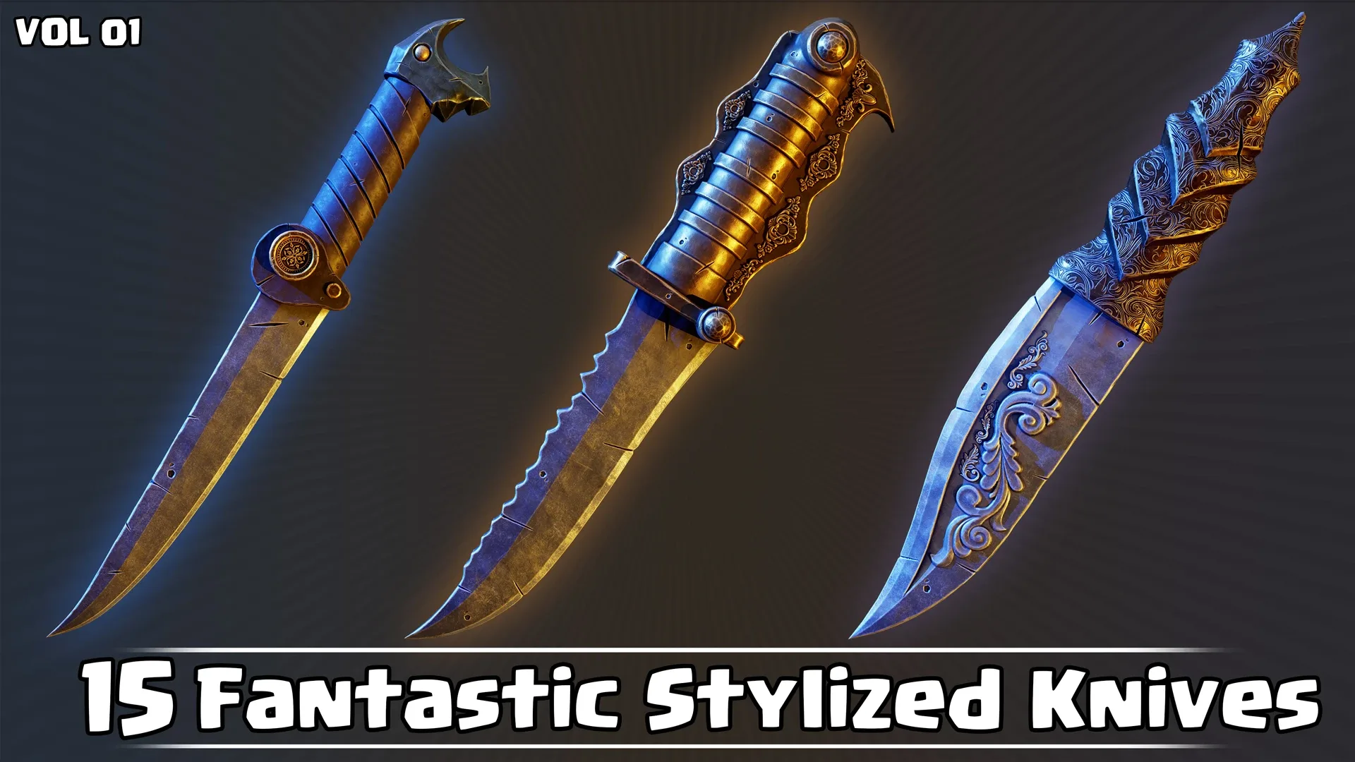 15 Fantastic Stylized Knives Game Ready VOL01